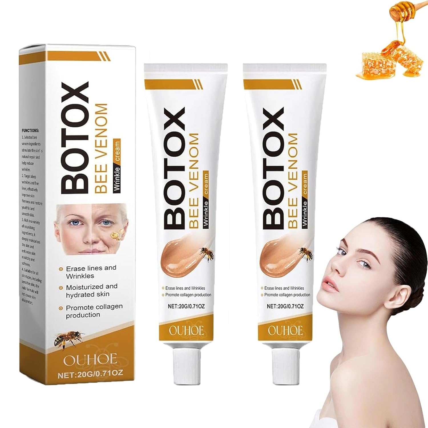 Botox Bee Venom Cream - Wrinkle Removal and Firming, Moisturizing, Lifting and Regeneration for All Skin Types, Anti-Aging Bee Venom Cream, Facial Moisturizer (2PCS)