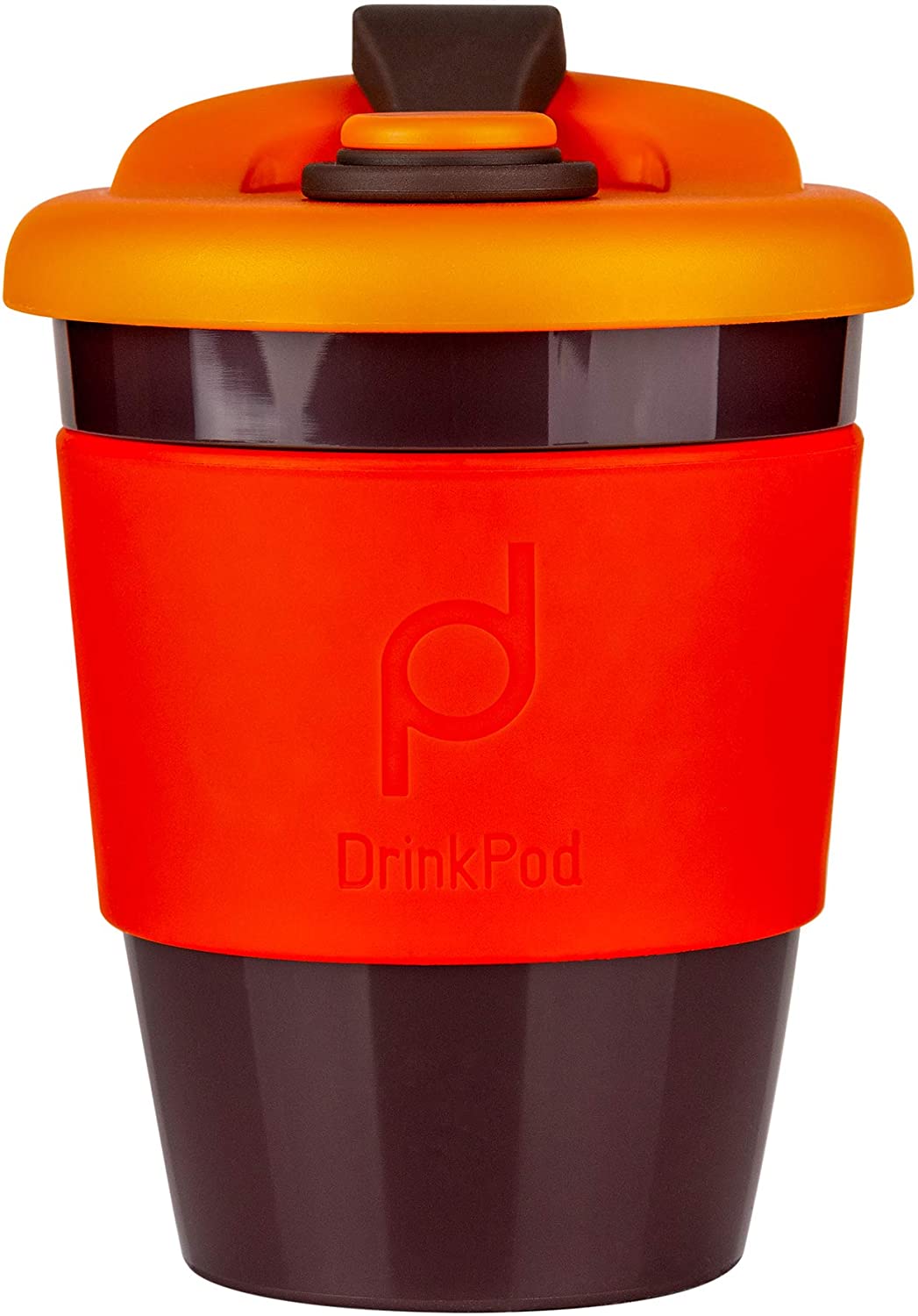 DrinkPod Reusable BPA Free 340ml 12oz Plastic Coffee Mug Travel Mug - VOLCANO, RED