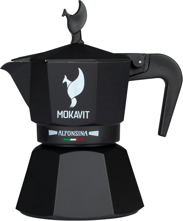 MOKAVIT Alfonsina Espresso Maker Induction, Mocha Machine 3 Cups, Mocha Pot Induction, Induction Espresso Maker 3 Cups, Made in Italy (Black)