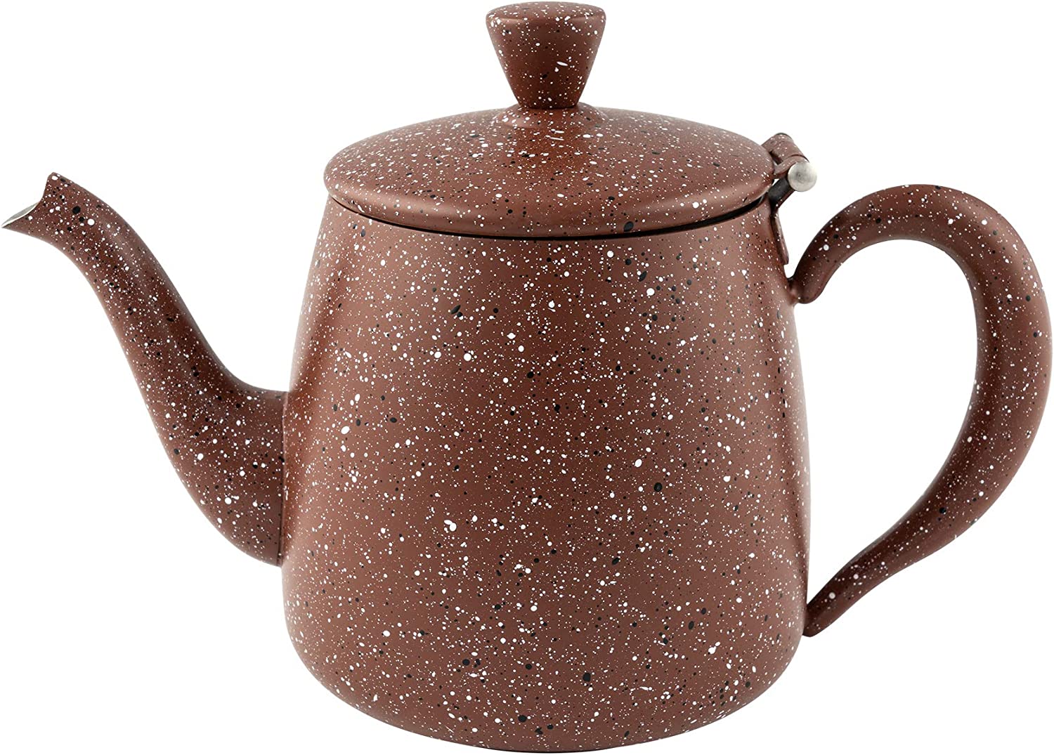 Cafe Ole Café Olé PT-018RG Premium 18oz 0.5L Teapot Made of High Quality Stainless Steel - Red Granite, Drip-Free Pouring, Hollow Handles & Hinged Lid