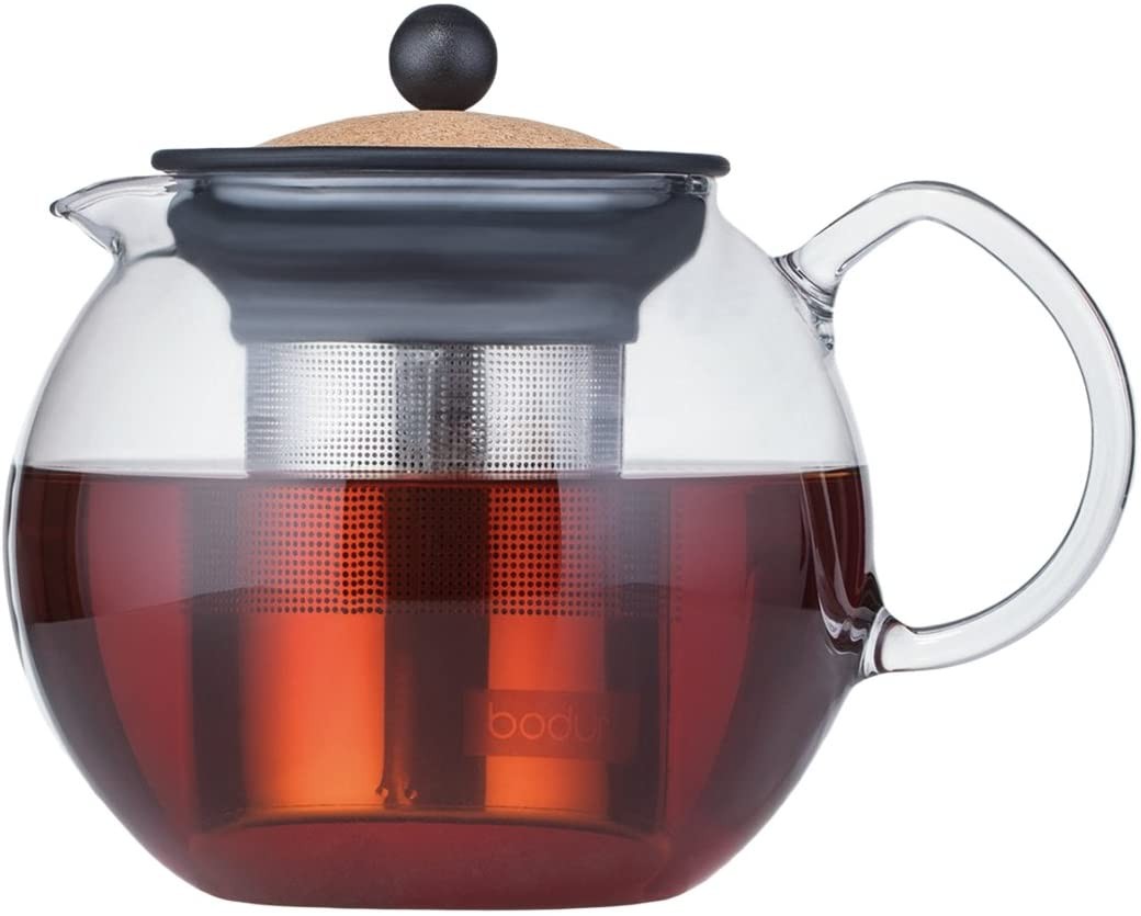 Bodum Assam Tea Maker with Stainless Steel Filter, Glass, Clear/Cork, 12 cm