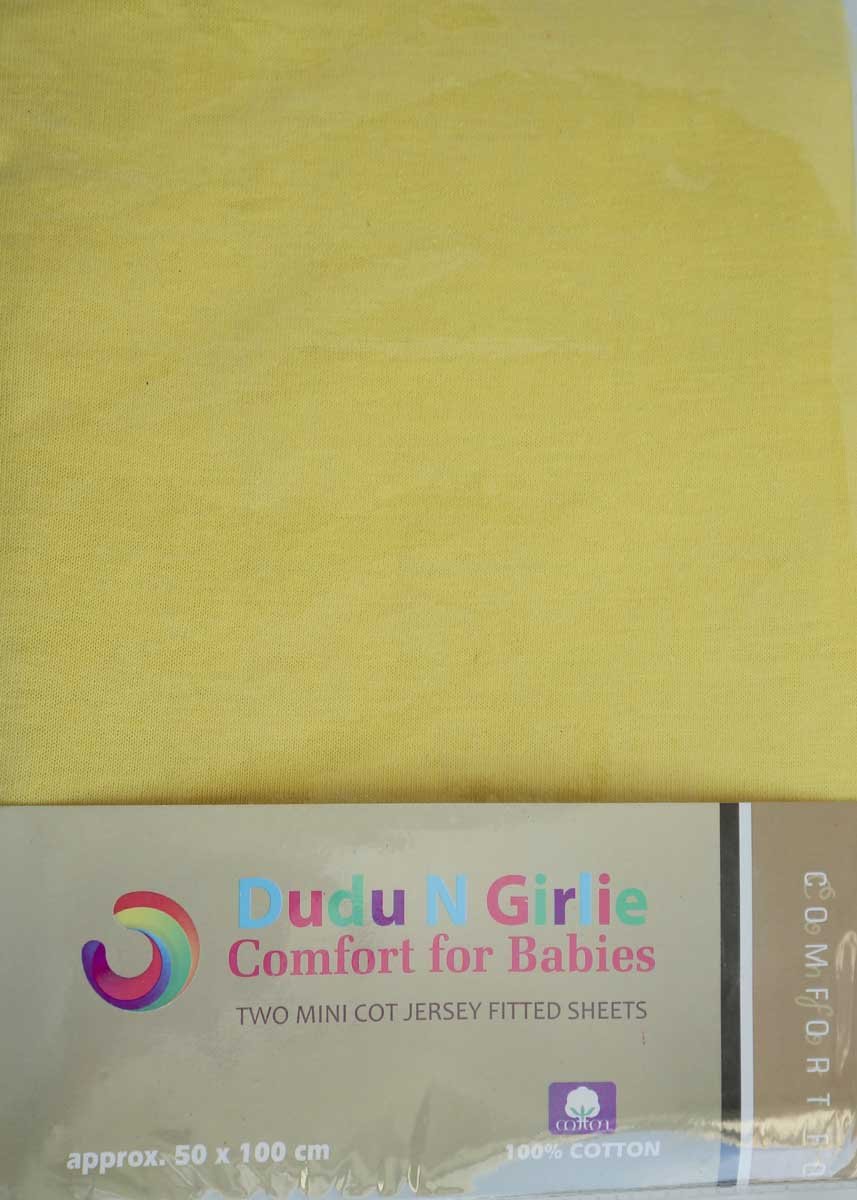 Boys & Girls Moses Basket Cot Bed Fitted Sheets 100% Cotton (Pack of 2) yel