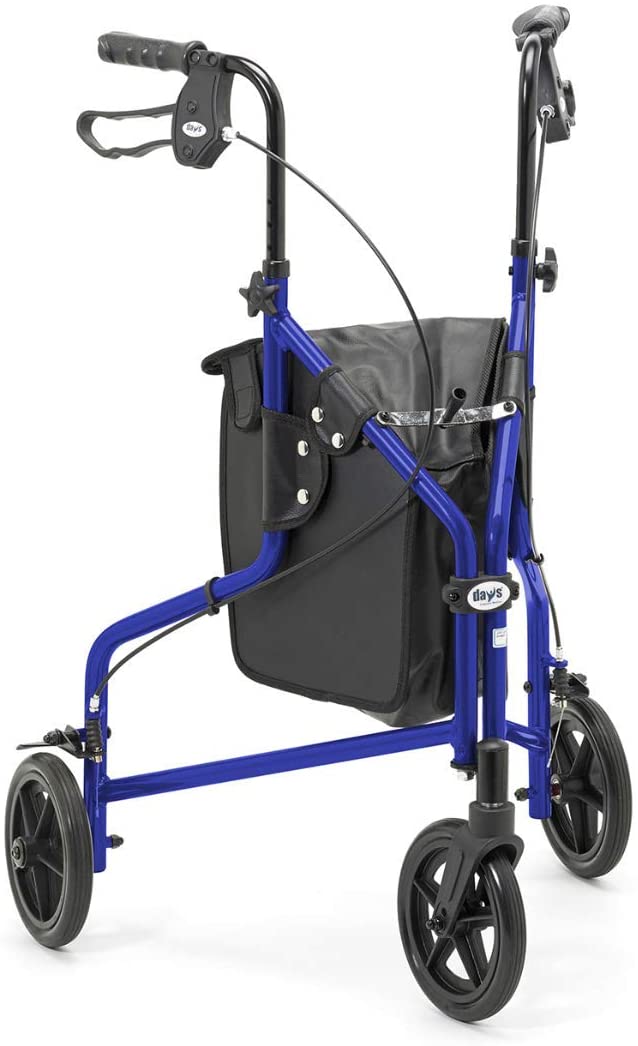 Days 240L Lightweight Aluminium Three Wheeled Rollator for Adults Mobility Wheels with Bag