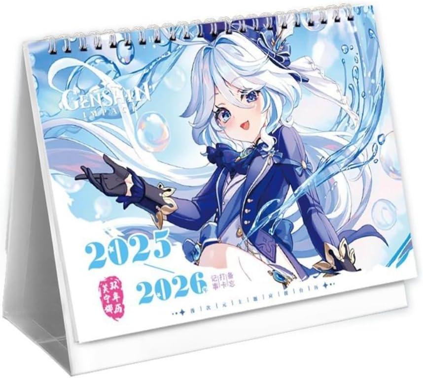 2025-2026 Genshin Furina Advent Calendar Biennale Desk Calendar Calendar, Furina Calendar 2025 2026 Desk Calendar Anime Figures Focalors Beautiful Illustration, Multicoloured