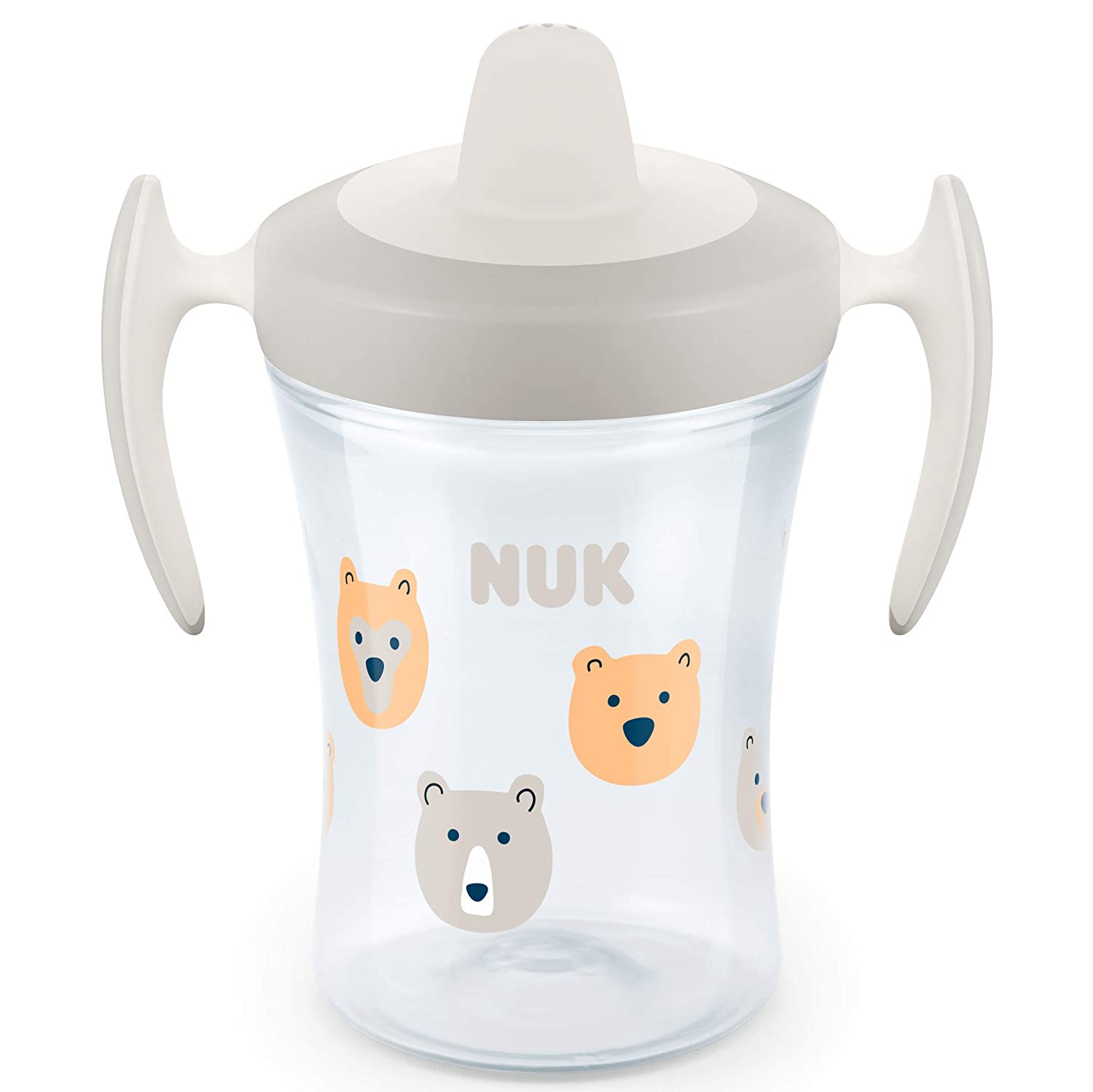 Nuk Training Cup, Soft Spout, Leak-Proof - for 6+ Months - BPA-Free - 230 ml Bear Bear (grey)