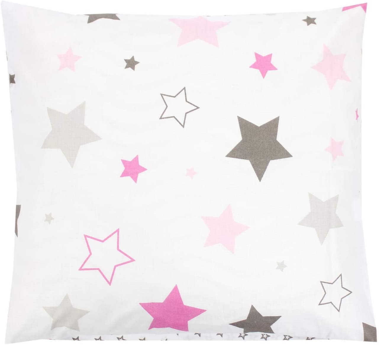 Tuptam Childrens Cushion Cover, Decorative, Patterned, Stars, Pink/Grey, 4