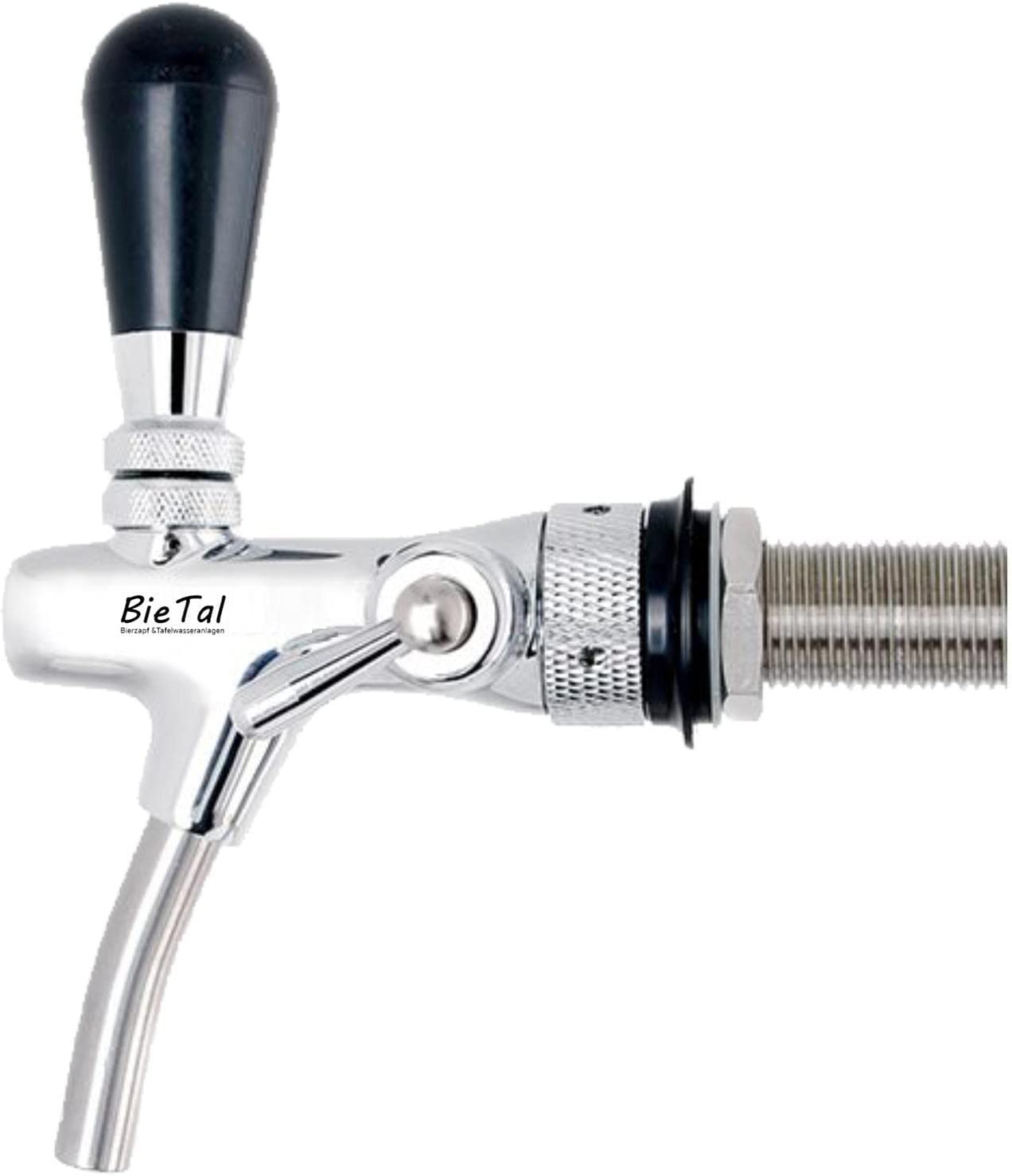 BieTal® Compensator tap, tap adjustable beer tap with foam button, chrome-plated, 55 mm