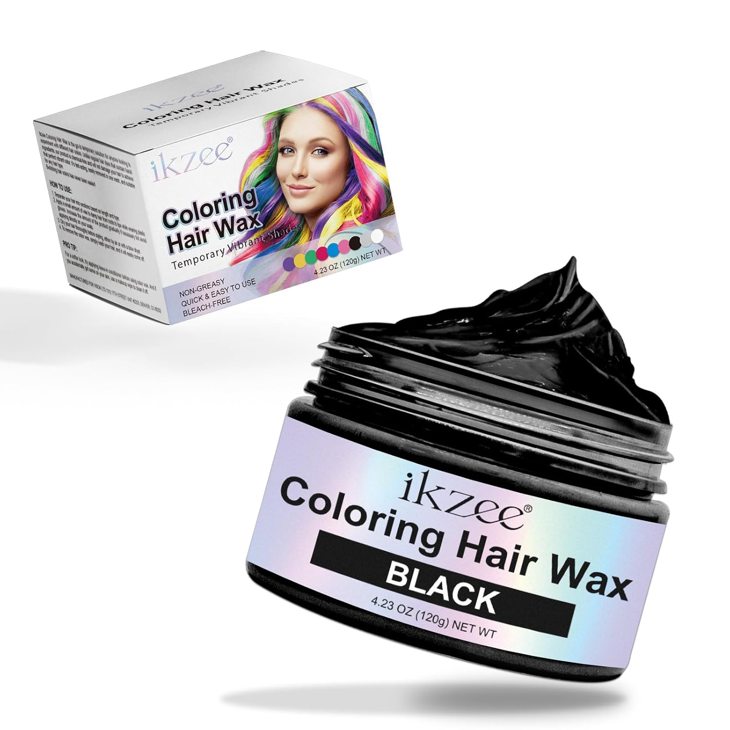 Hair Colour Black Temporary, Unisex Hair Dye Wax, Natural Colourful Hair Wax, Durable Care Hair Colour for Party, Cosplay & Halloween