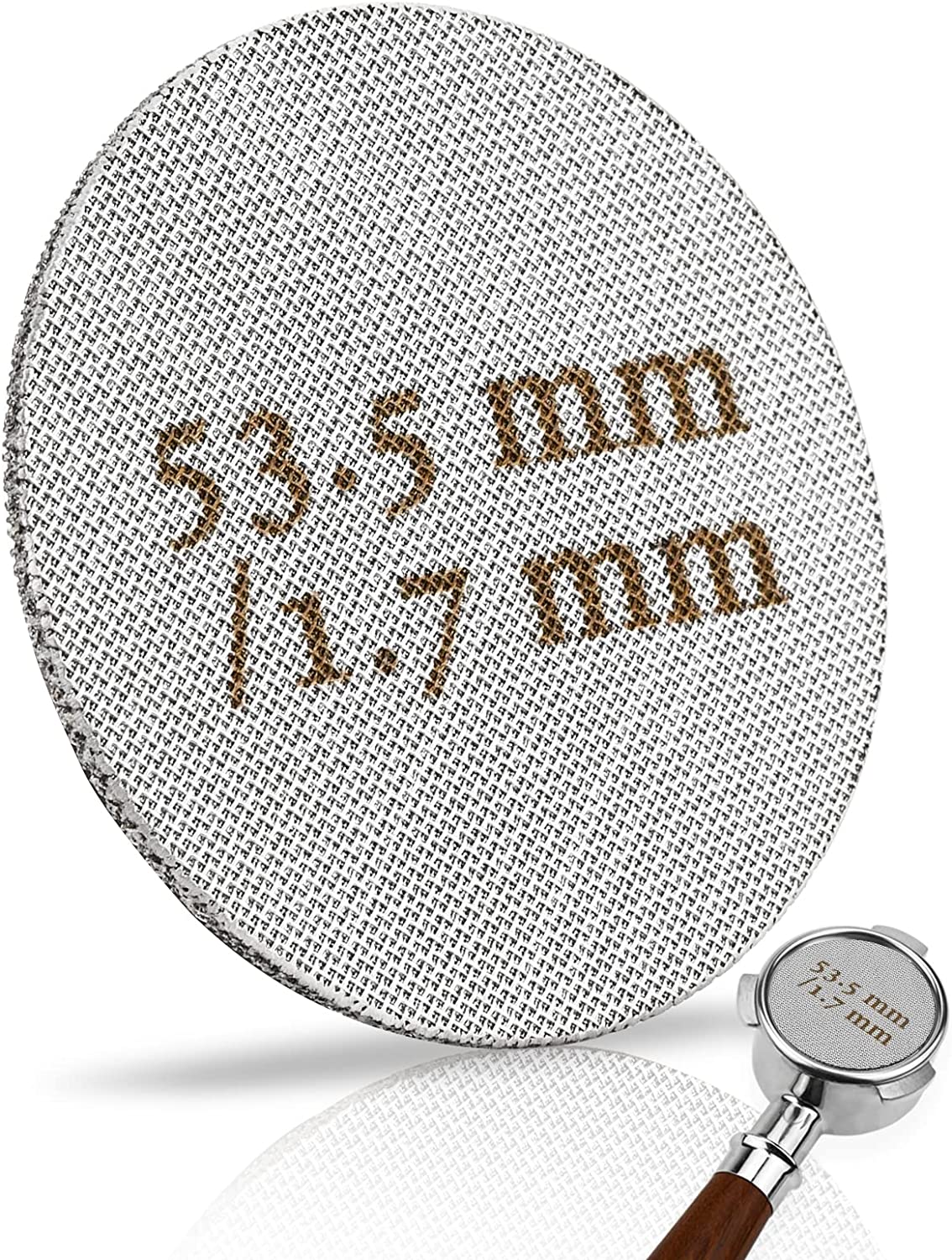 Puck Strainer, 53.5 mm Puck Screen, Sintered Coffee Filter, Coffee Filter Plate for Espresso Filter Holder Accessories, 1.7 mm Thickness, 150 μm, Stainless Steel, 316 Reusable, Rustproof