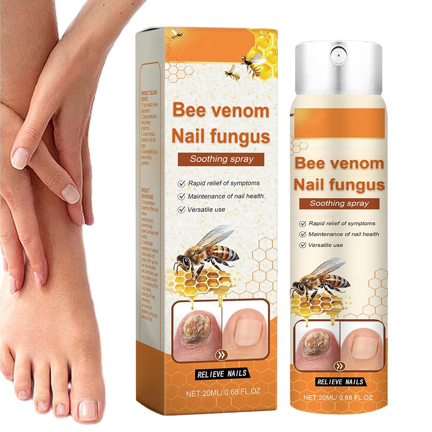 Liquid Care Spray for Nails - Effective Strengthening Spray with Regenerating Solution for Damaged Nails | Quick Relief - Soothing Spray for Nails on Hands and Feet | Gentle and