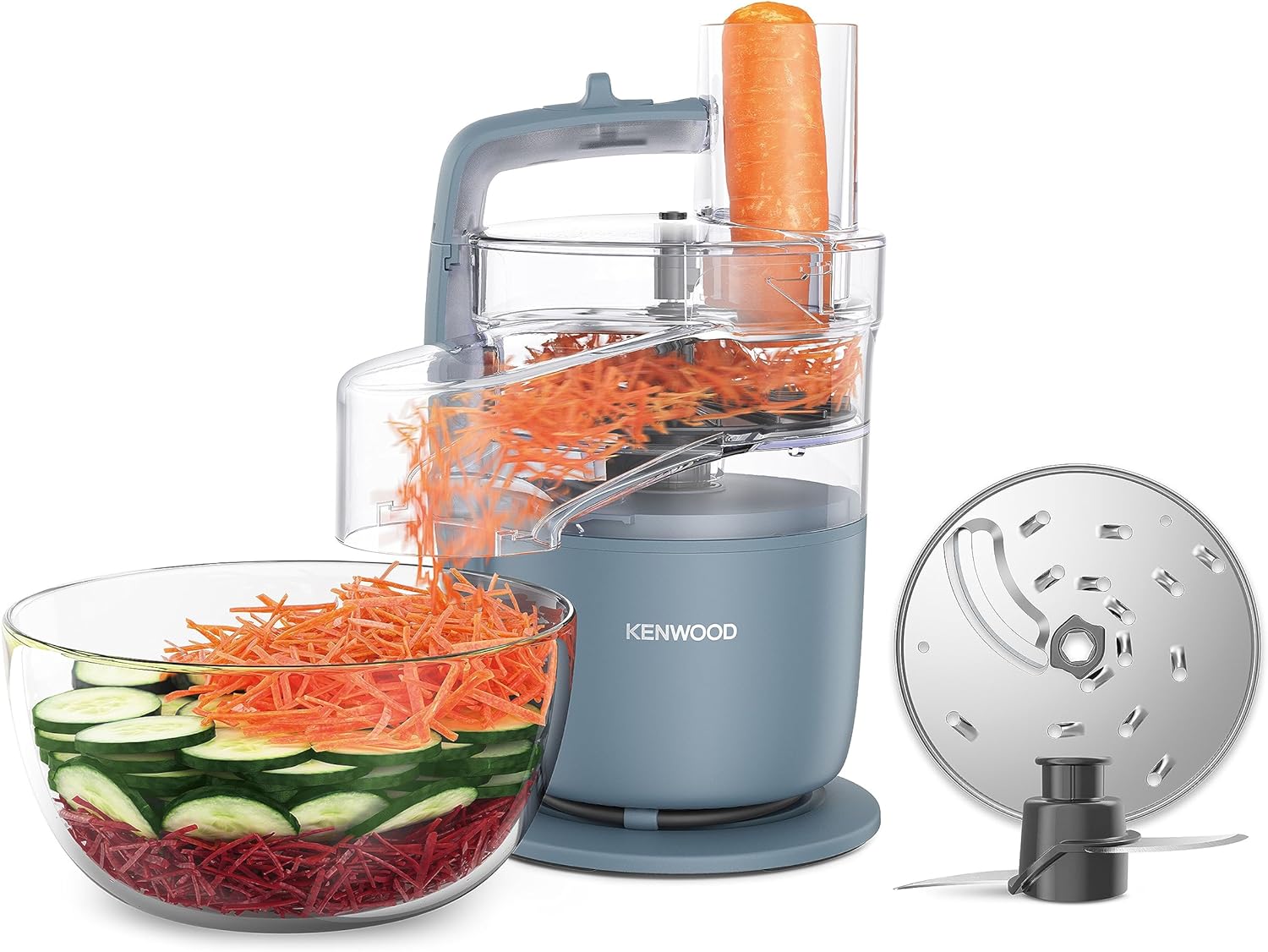 Kenwood MultiPro Go FDP22.​130GY, Compact Food Processor Only 30 x m High, for Cutting, Grating, Pureeing and Kneading Dough, Express Serve Grating Directly into the Pan, 1.3 L Work Container, 650 W,
