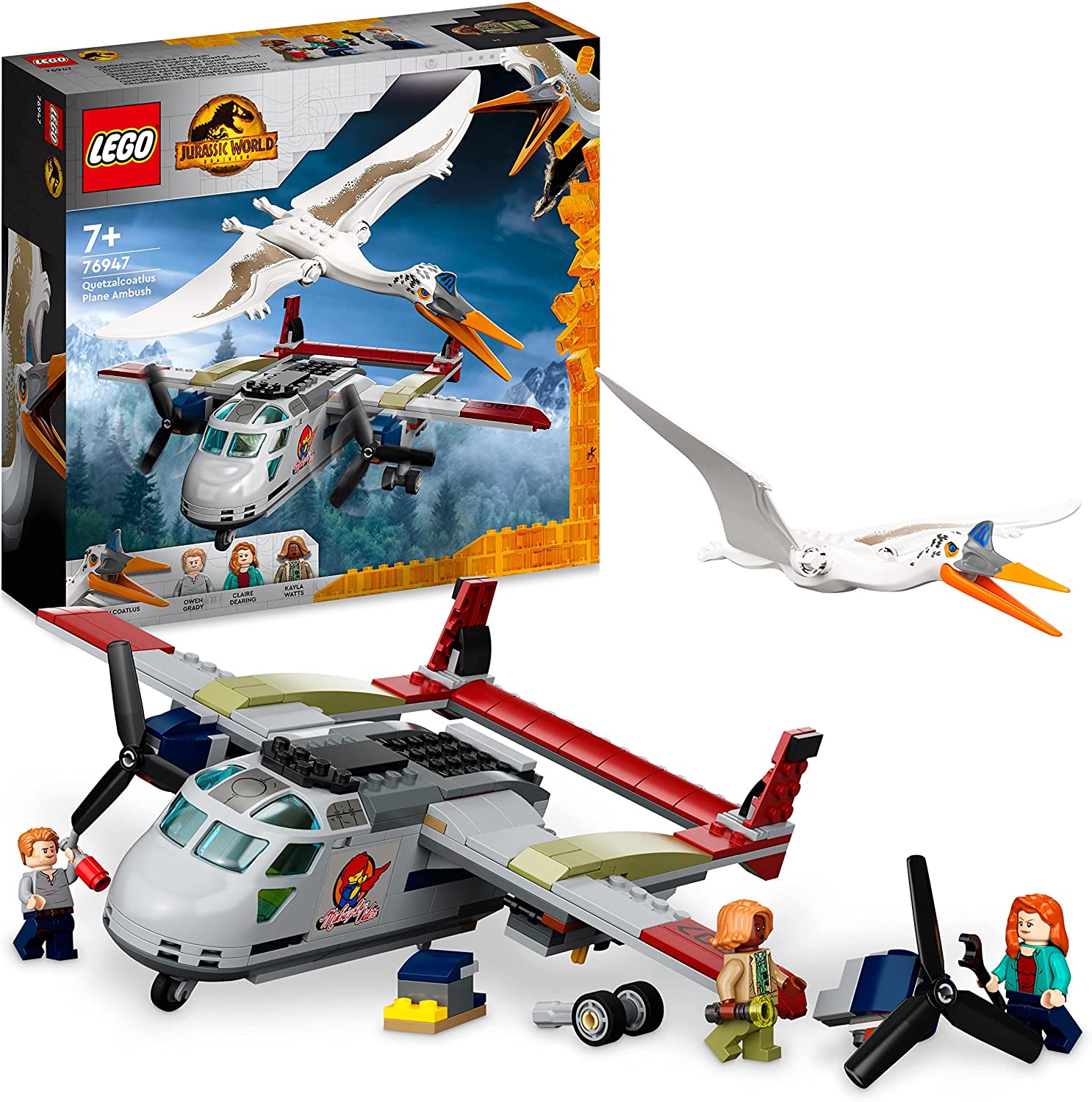 LEGO 76947 Jurassic World Quetzalcoatlus: Aeroplane Rattack, Dinosaur Toy with Figures for Children from 7 Years