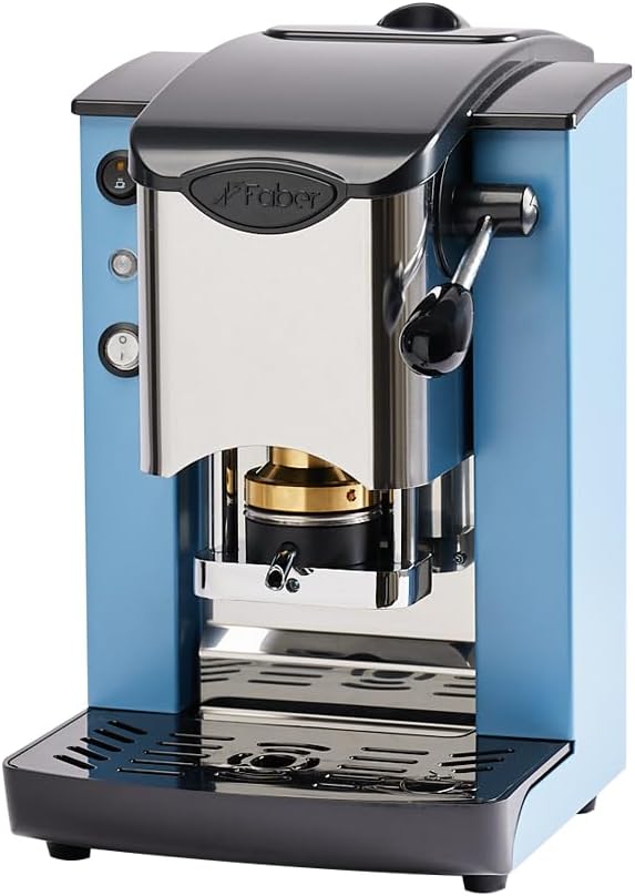 FABER COFFEE MACHINES Stainless Steel Slot Model, 44 mm Coffee Machine, Burgundy Plastic, Black, Brass Press (Turquoise/Black)