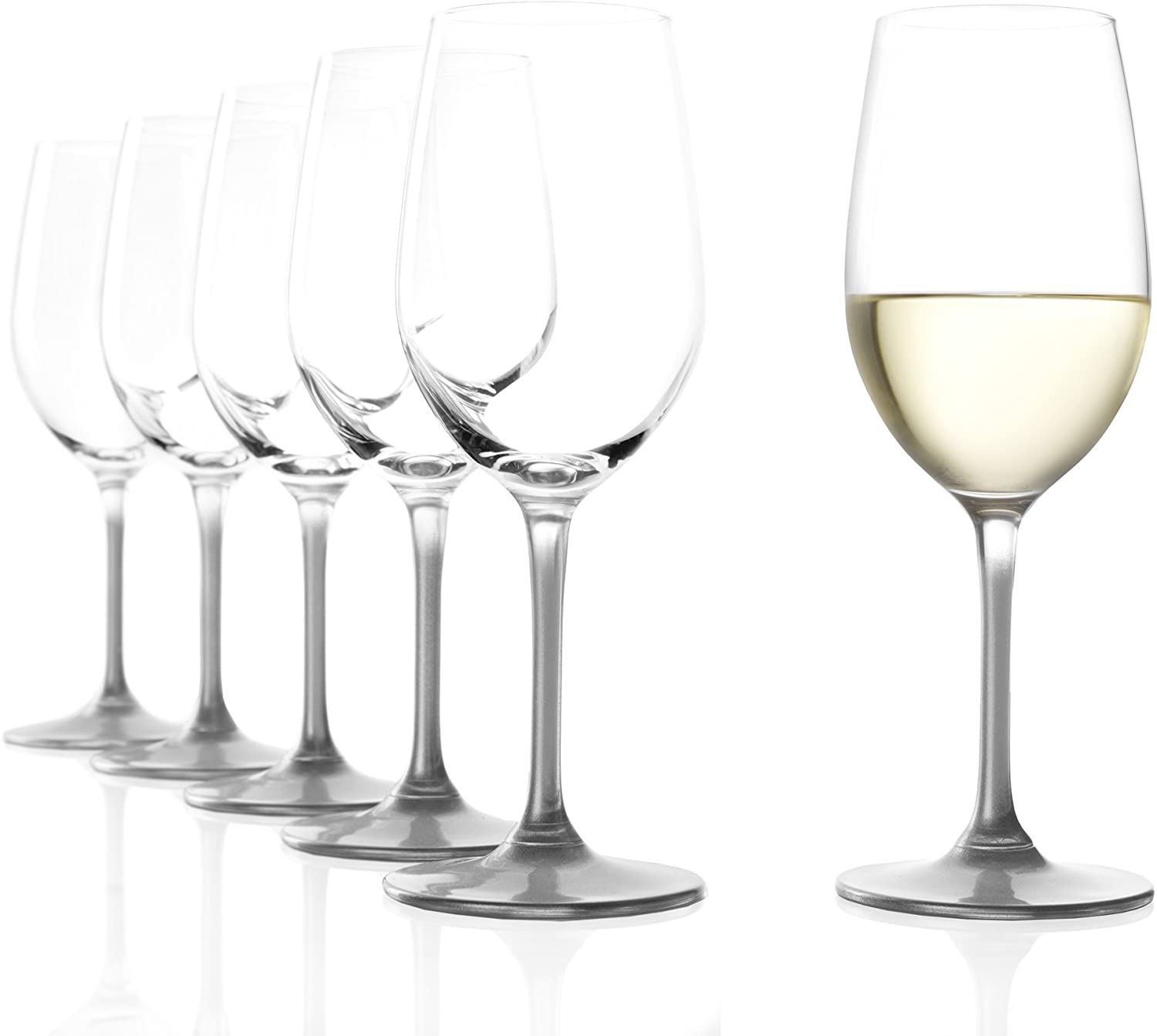STÖLZLE LAUSITZ White Wine Glasses Event 360 ml in Silver I White Wine Glasses Set of 6 I Wine Glasses Dishwasher Safe I White Wine Goblets Set Shatterproof I High Quality Crystal Glass