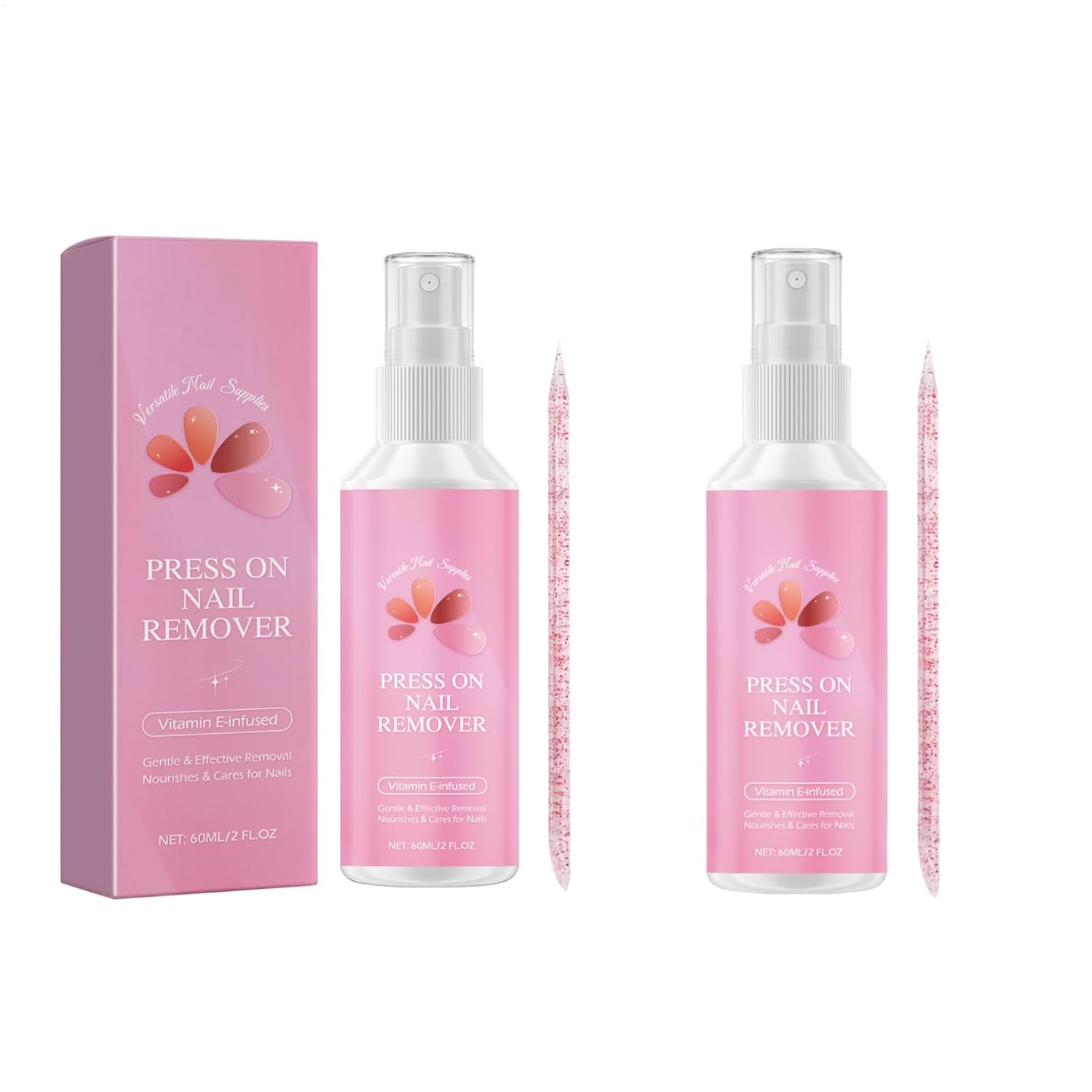 2 Press-on Nail Remover, Nail Glue Remover Spray, Nail Glue Remover for Glue Nails, Gel Nail Cleaner, Nail Polish Remover, Quick Removal for Artificial Nails or Solid Nail Glue