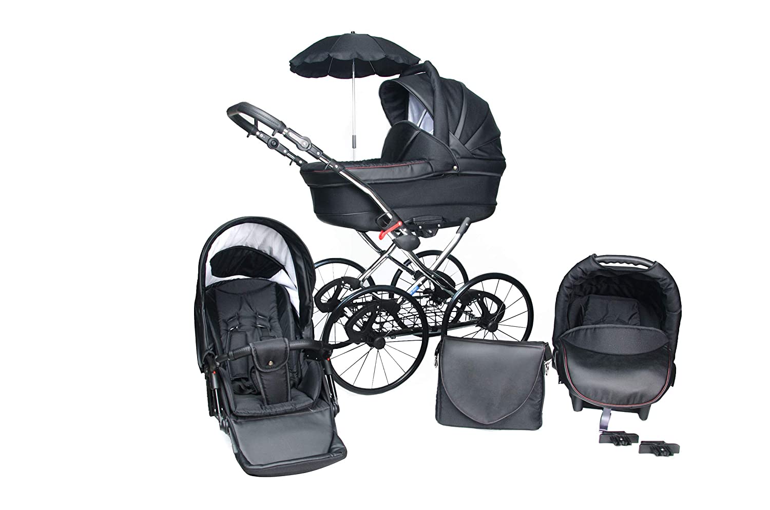 Skyline Classic Retro Style Lux Combination Pram and Pushchair, 3-in-1 Travel System, Car Seat (Isofix)