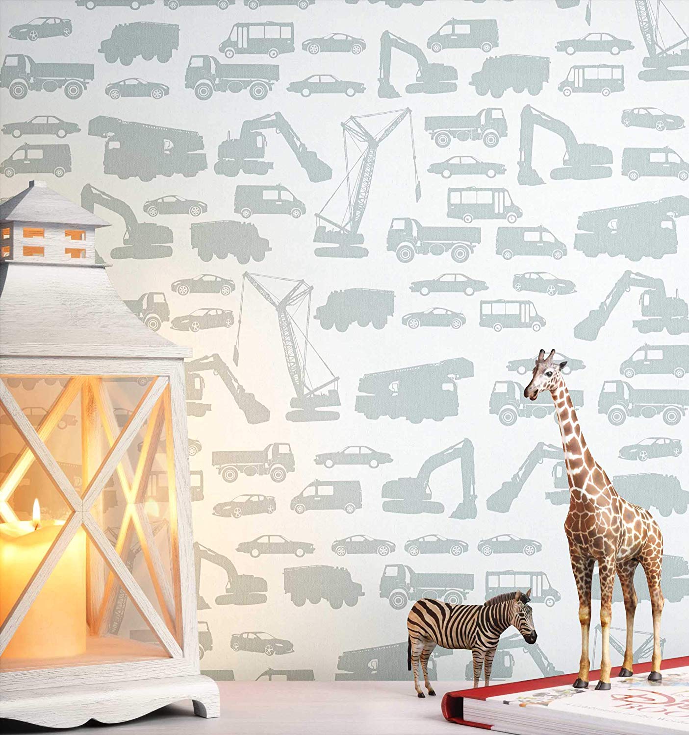 Newroom Design Newroom Childrens Wallpaper, Grey, Vehicles, Children, Non-Woven Wallpaper