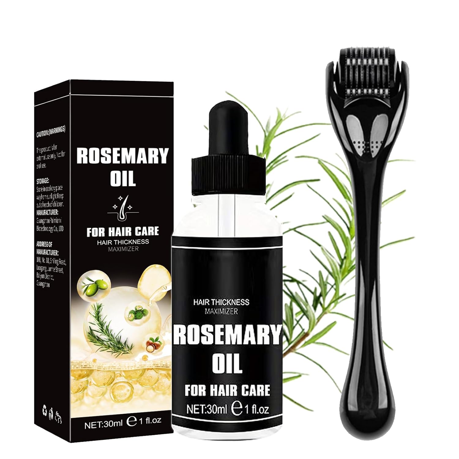 MEITREND Rosemary Oil Hair Set with Dermaroller 0.5 mm, Hair Growth Serum, Anti-Hair Loss, Unisex Adult