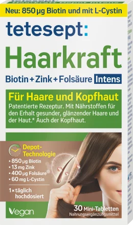 tetesept Hair Strength Depot Intens Biotin + Zinc + Folic Acid Tablets 30 pcs., 7.5 g