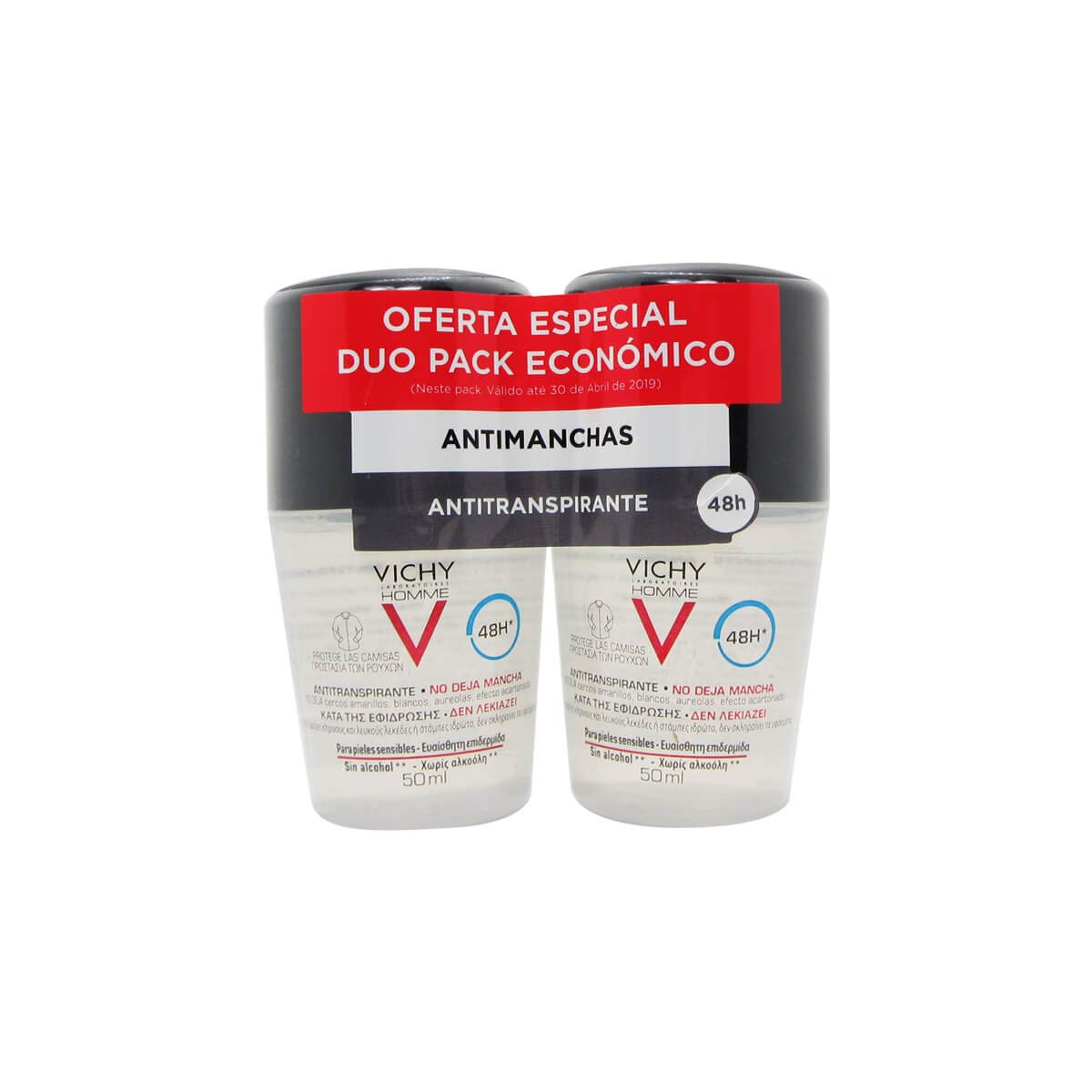 Vichy Homme deodorant antiperspirant anti-stain 48h 2x50 ml