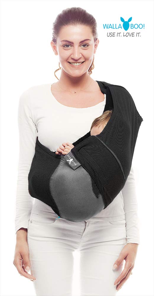 Wallaboo Baby Carrier Sling Connection 100% Cotton Fits Your Baby\'s Shape black/grey