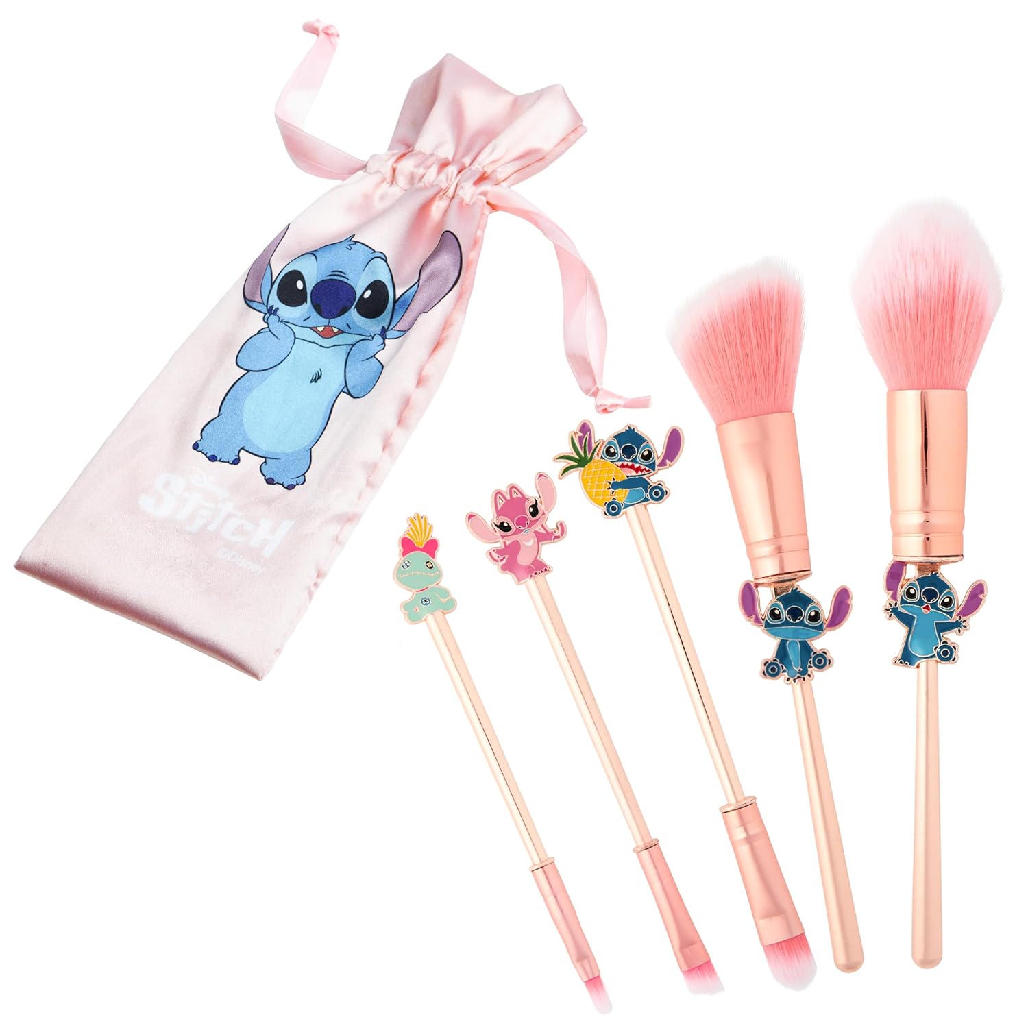 Disney Lilo and Stitch Makeup Brush Set - Includes Brush, Headband and Case - Stitch Gift for Women (pink)