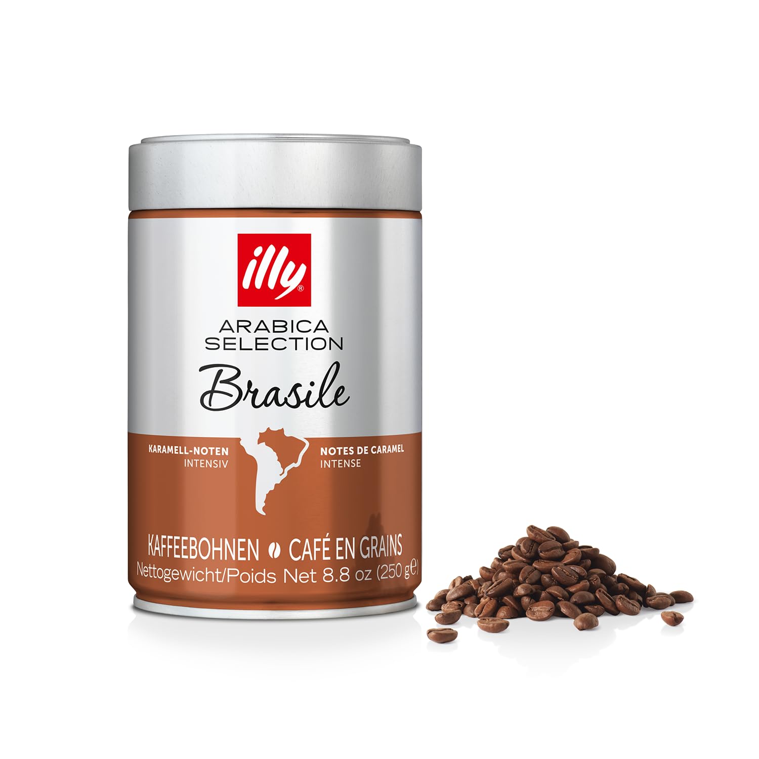 illy Arabica Selection Brazil Coffee Beans for Grinding 250 g Tin