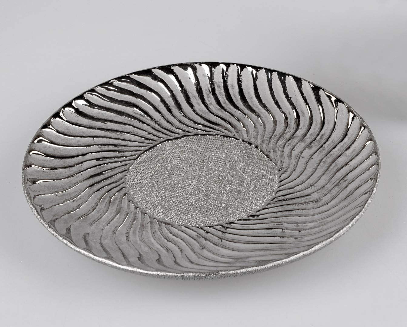 ITRR Decorative Plate, Organic Silver, Ceramic, Approx. 26 cm Diameter