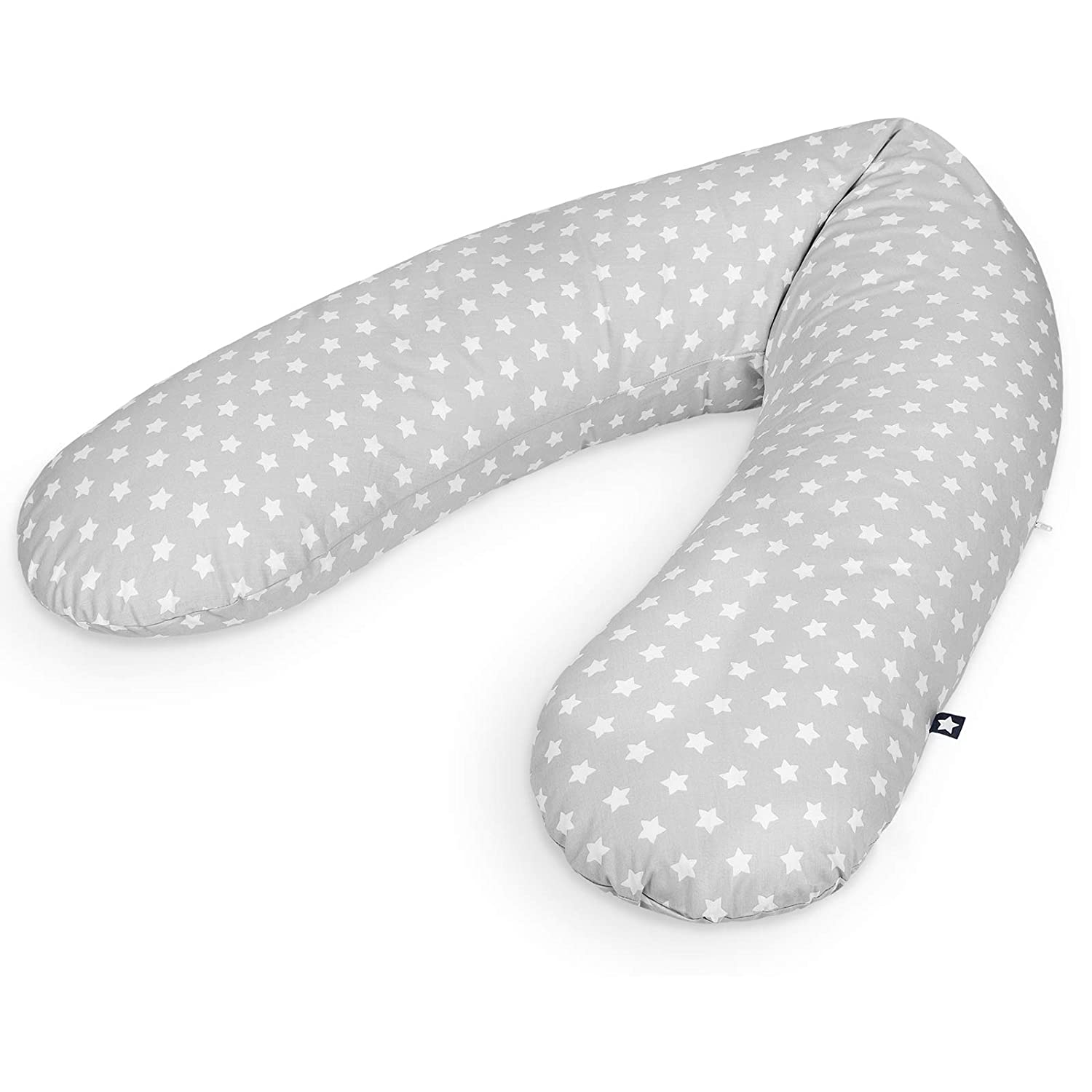Julius Zöllner Nursing Pillow & Positioning Pillow | 190 cm | Includes Cotton Cover | EPS Micro Bead Filling 42 L | Starry Sky Grey