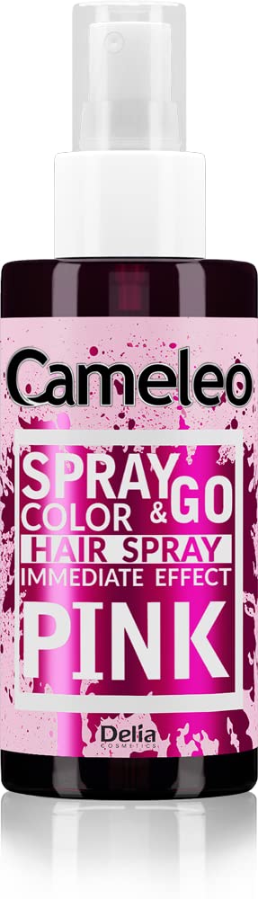Cameleo - Spray & Go - Hair Colour Spray - Pink - For Blonde, Platinum Blonde & Grey Hair - Simply Spray & Ready - Semi-Permanent - Instant Result - Carnival Hair Colour Spray - 150 ml, ‎pink
