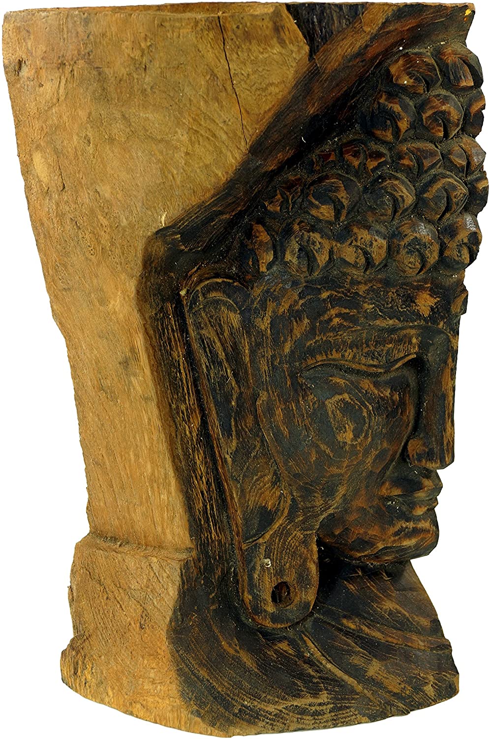 Guru-Shop Buddha Figurine Carved Directly from the Trunk Design 5 Brown 36 x 18 x 16 cm