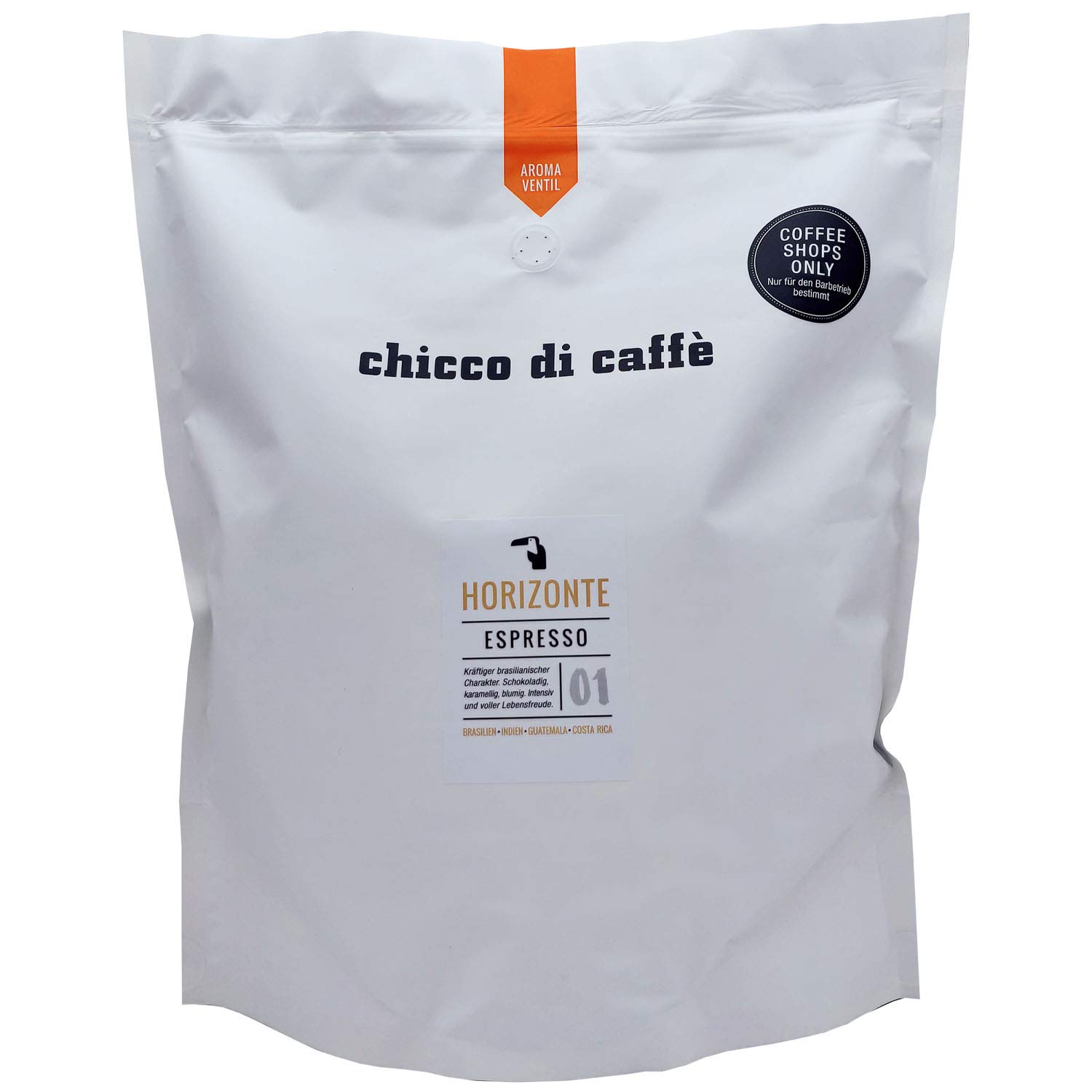 Chicco di Caffè | Espresso Horizonte | Whole coffee beans | 2.5 kg large packing | 70% Arabica - 30% Robusta | gently roasted