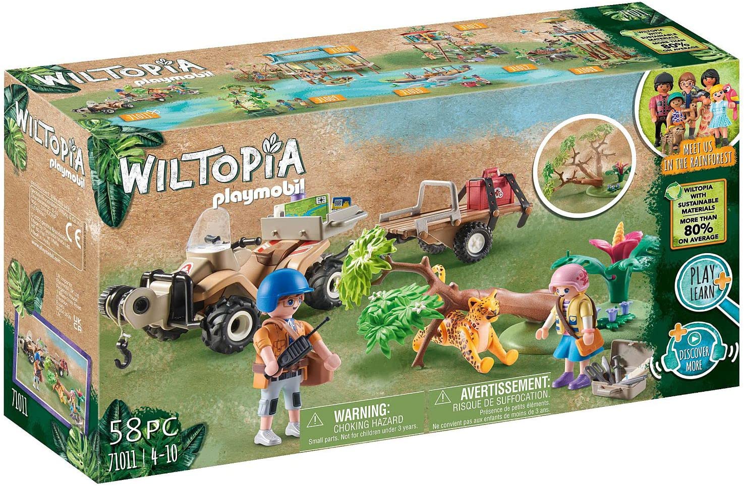 PLAYMOBIL Wiltopia 71011 Animal Rescue Quad with Tow Bar and Pastry Carrier, Recommended from 4 Years