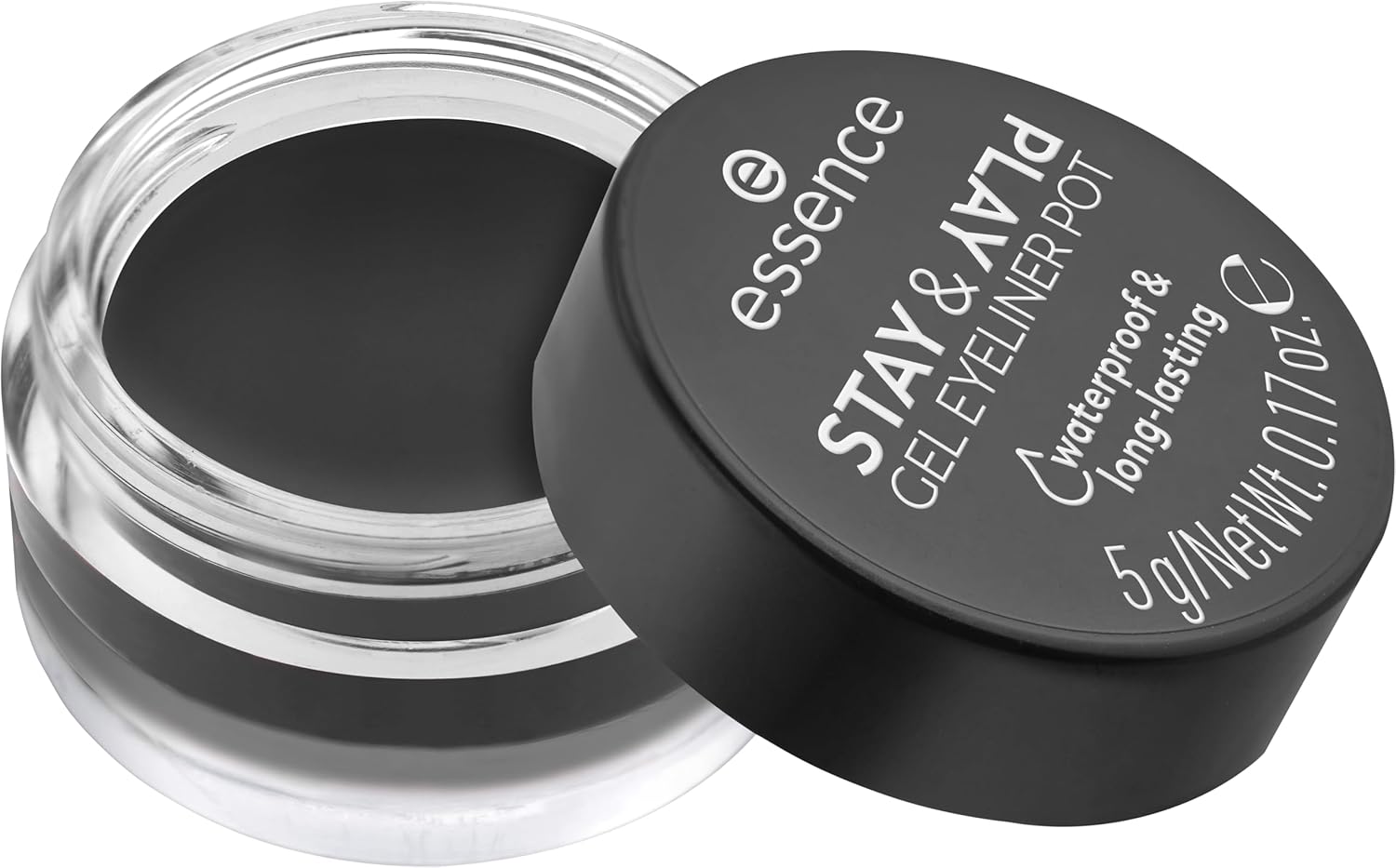 Essence Stay & Play Gel Eyeliner Pot No. 01, Long-Lasting, Highly Pigmented, Smudge-Resistant, Color-Intensive, Matt, Vegan, Waterproof, No Microplastic Particles, Nanoparticles Free, Pack of 1 (5 g)