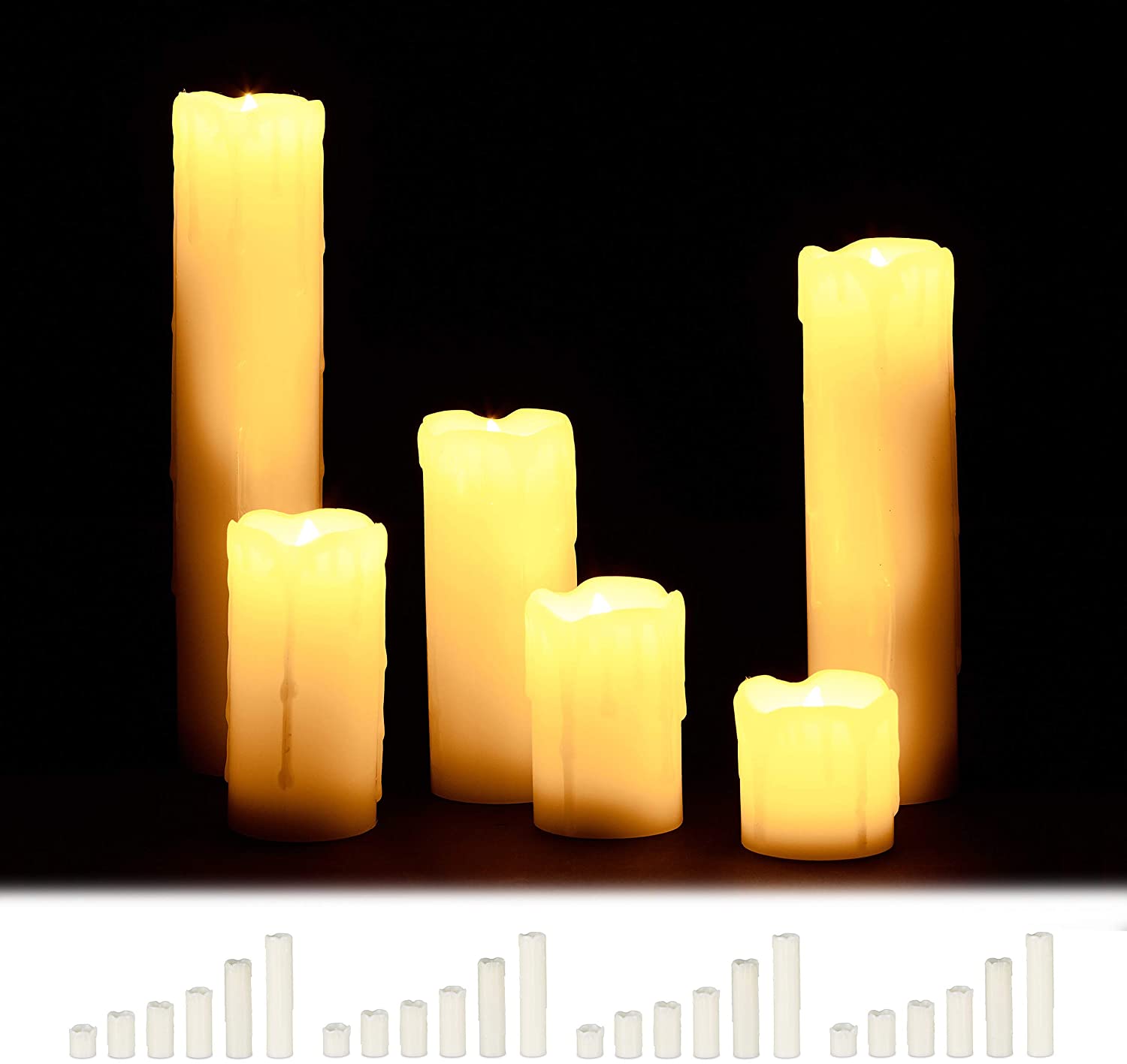 24 X Led Candle Set Real Wax Flameless Electric Candles Flickering Battery 