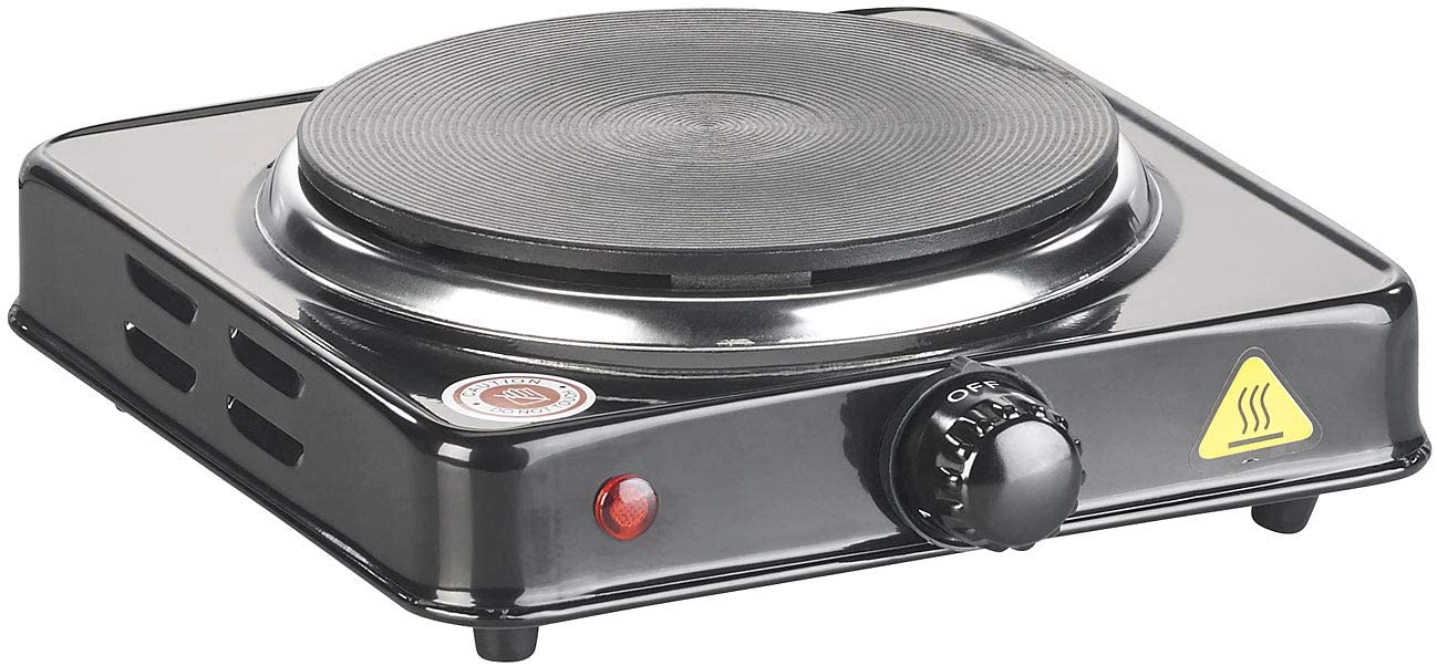 Rosenstein & Söhne Camping Stove: Electric Single Hot Plate, 15.5 cm, 1,000 Watt, Stepless, Compact (Electric Camping Hotplate)