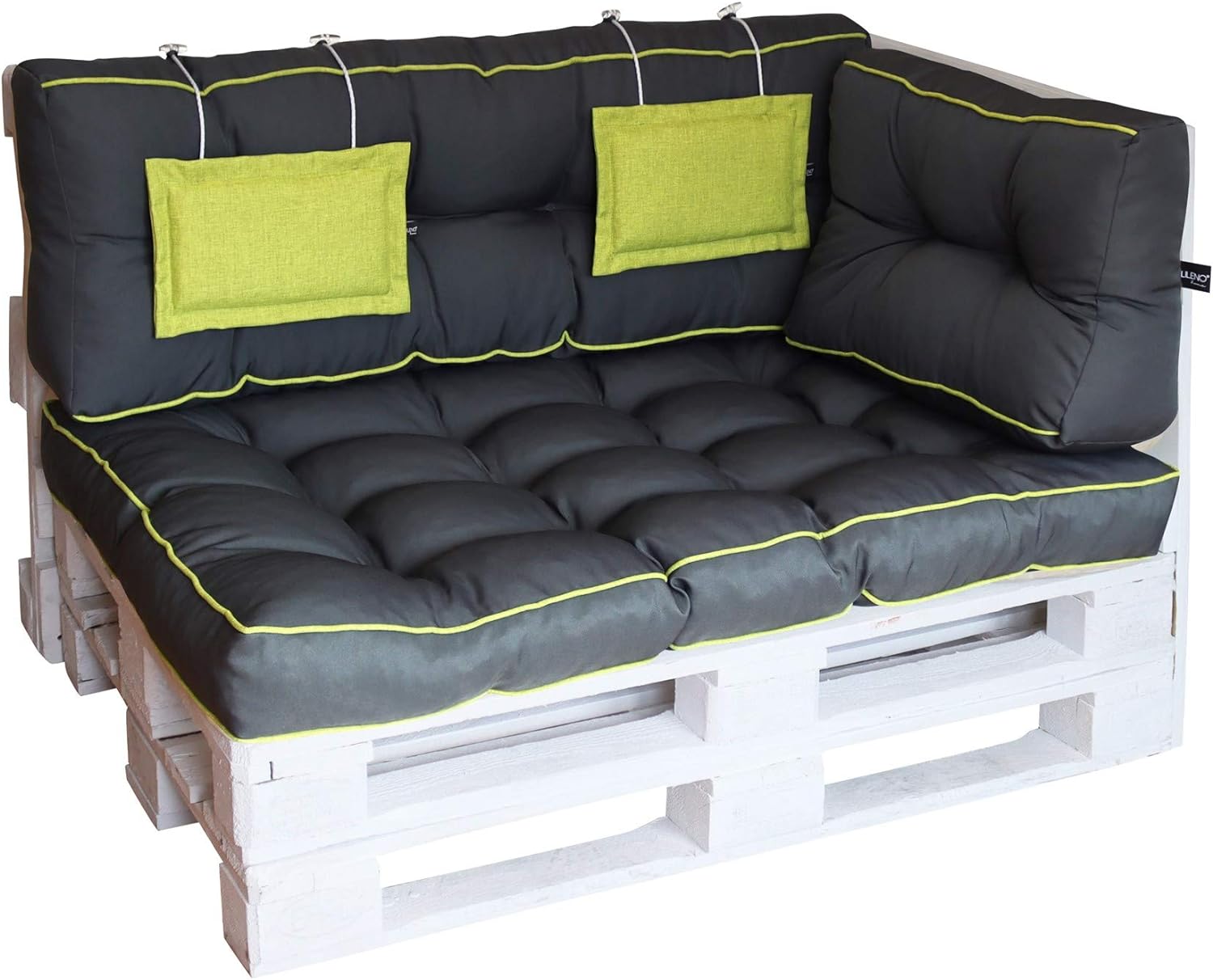 Lileno Home Palette Cushion Set, Anthracite and red.