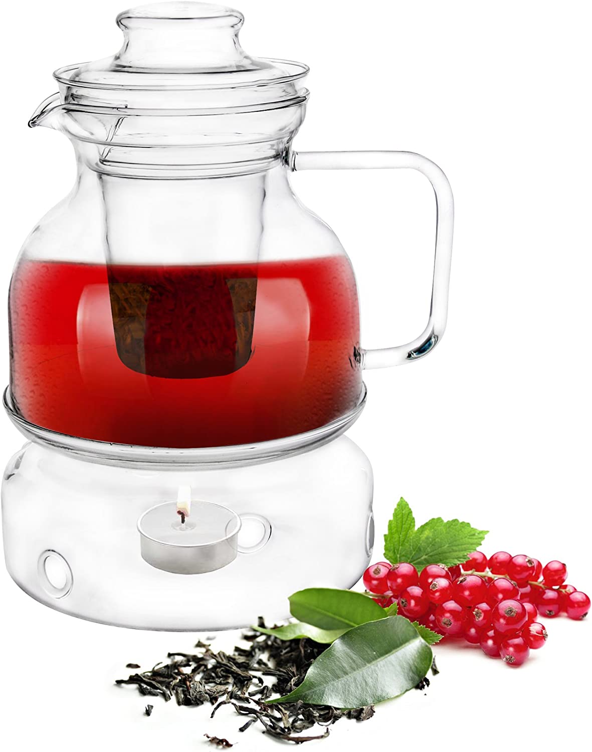 Sendez Teapot 1.5 L with Warmer and Tea Strainer Infuser glass Teapot Tea Pot