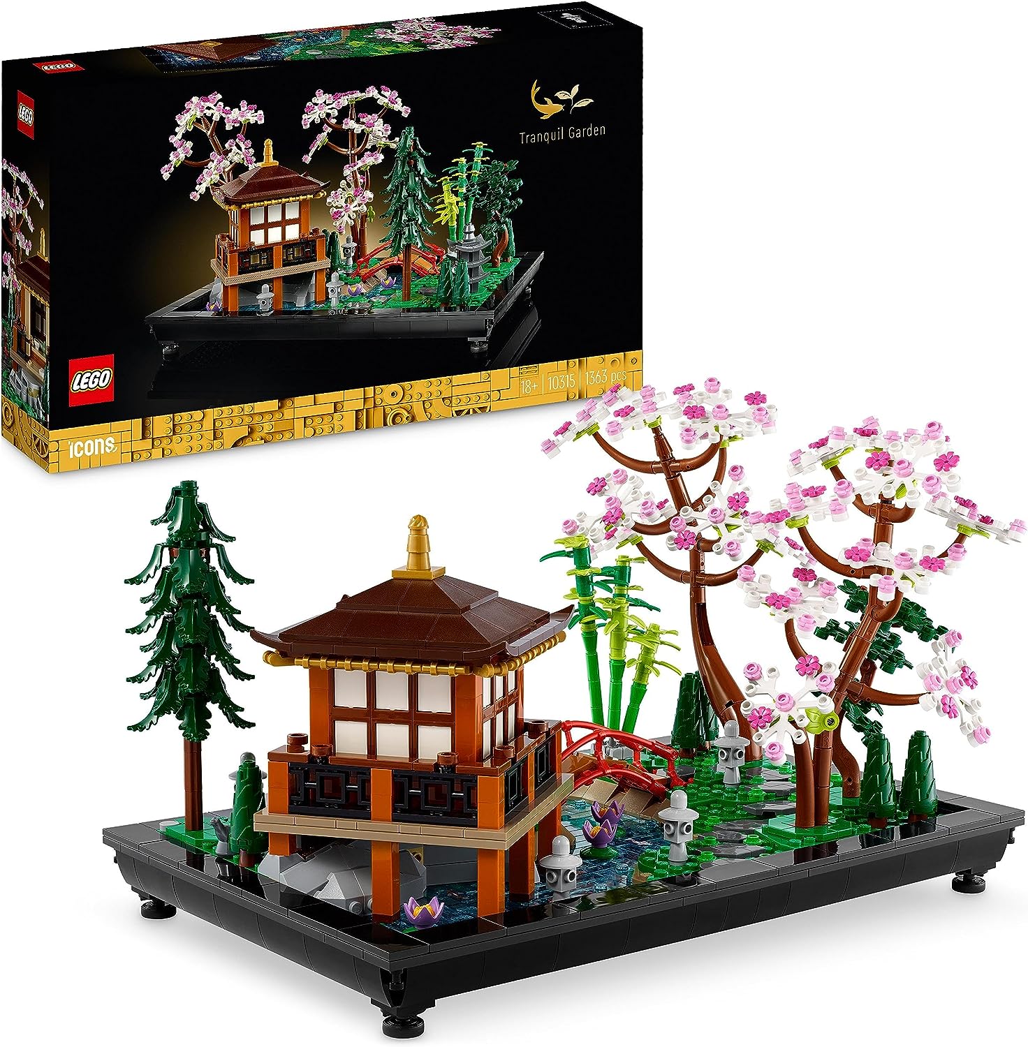 LEGO 10315 Icons Garden of Silence, Botanical Zen Garden Set for Adults with Lotus Flowers, Customizable Desk Decoration, Inspired by Japan, Mindful Gift for Women and Men
