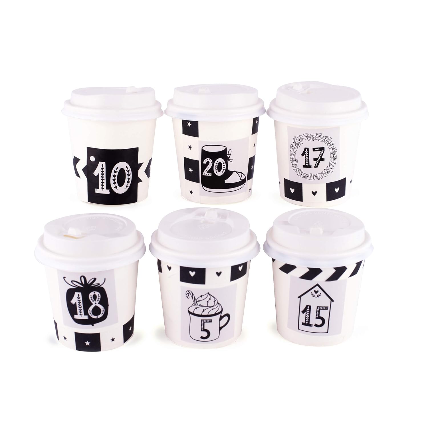 Pajoma Advent Calendar Cups, 24 Cups for Filling, including Stickers and Accessories