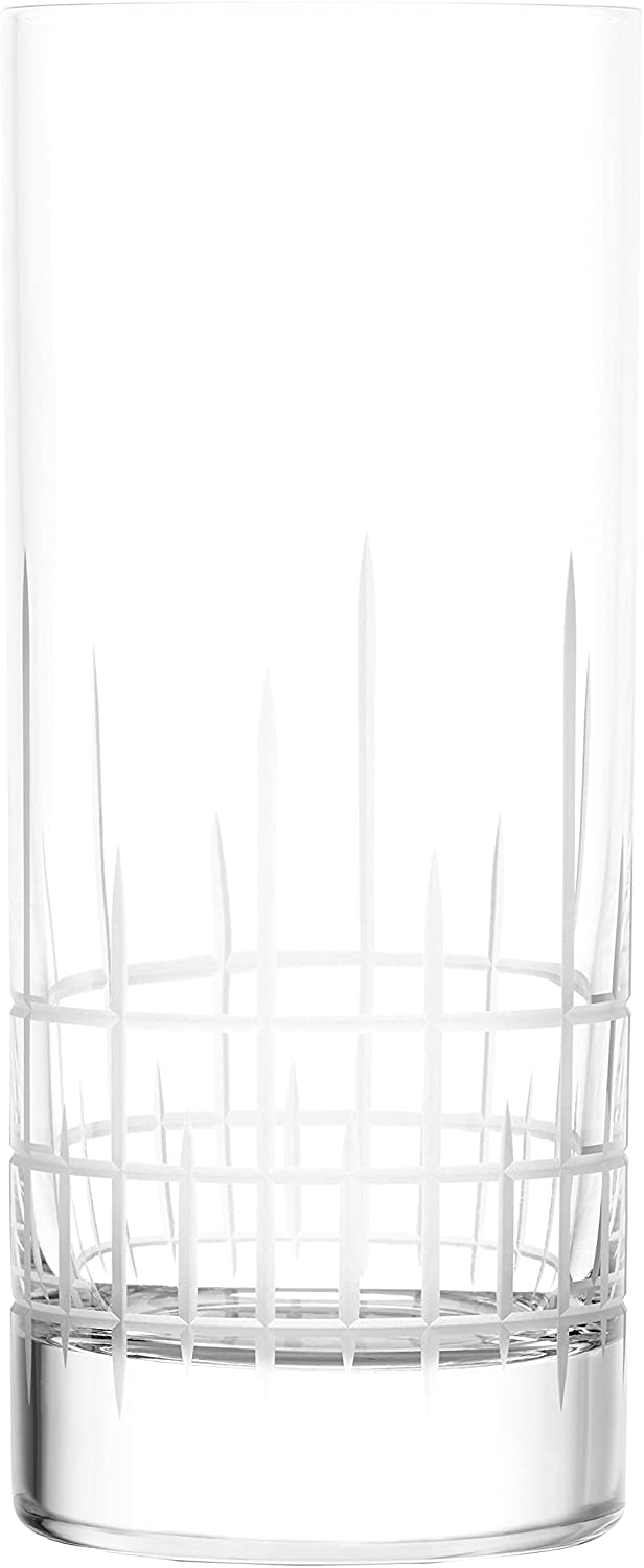 Stölzle Lausitz Juice Glasses Large I New York Bar Manhattan 380 ml I Set of 6 I Brilliant Crystal Glass with Matte Decorative Cut I Break-resistant and Dishwasher Safe