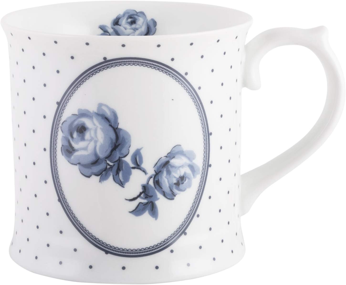 Katie Alice Vintage Indigo 1/Floral Polka Dot Porcelain Mug, Blue