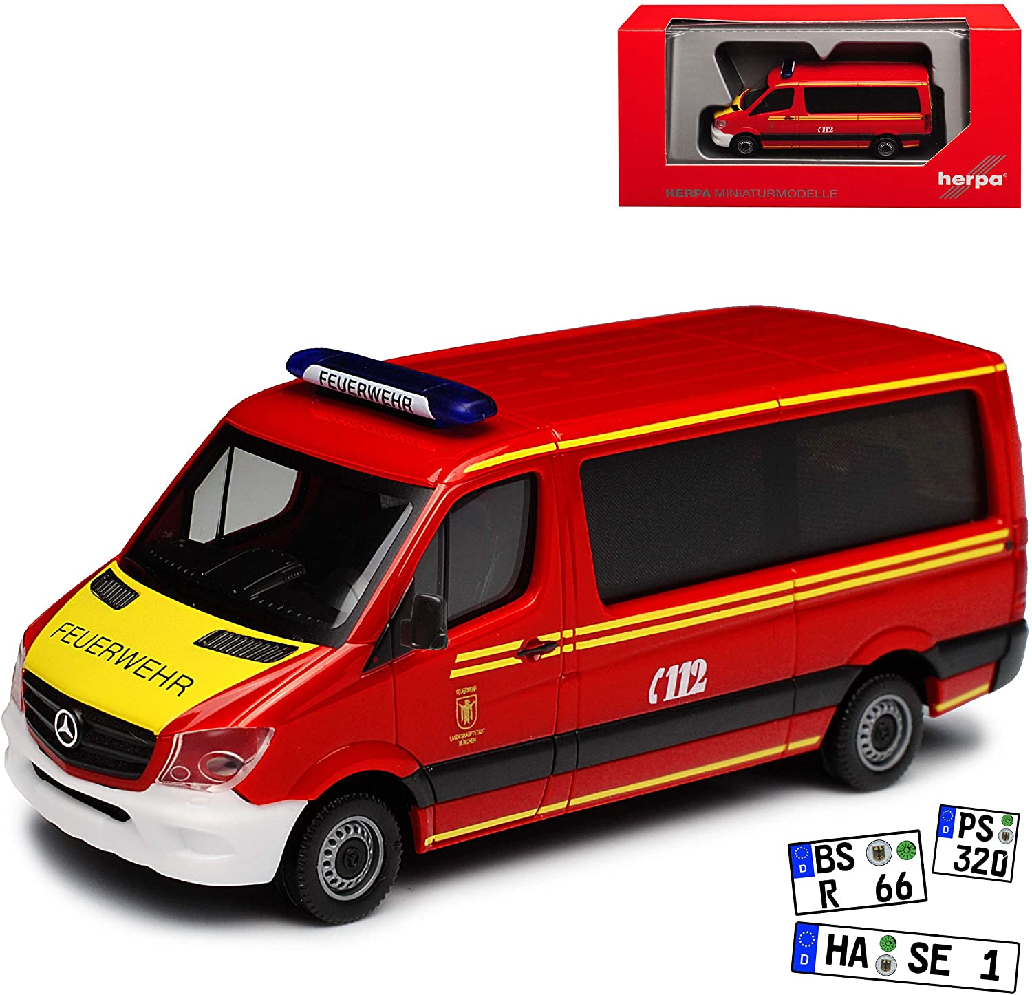 Herpa Mercedes-Benz Mercedes-Benz Sprinter Ii Transporter Fire Brigade Munich Red Ncv 3 W906 Mo