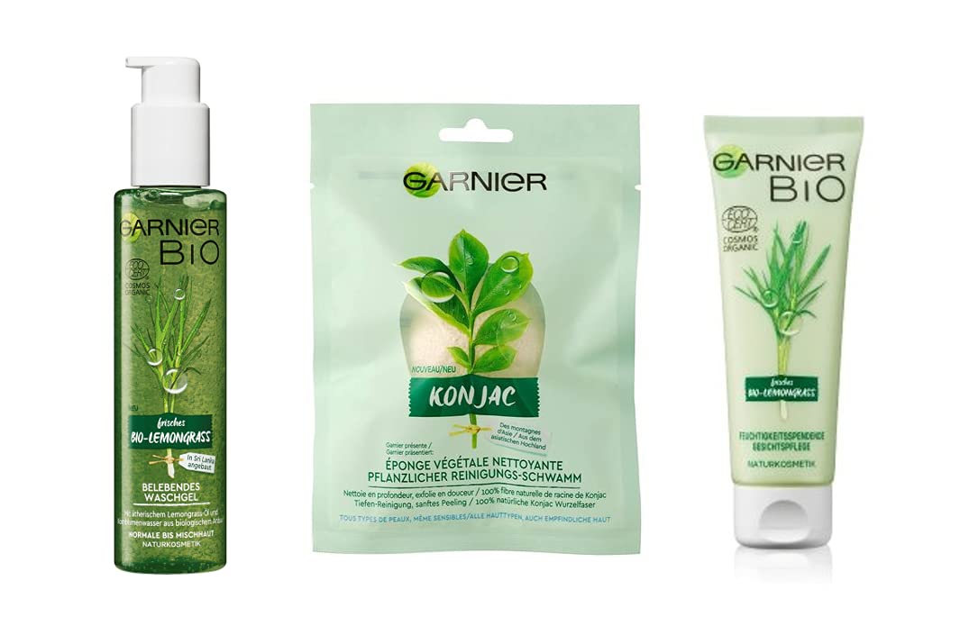 Garnier Organic Eco Gift Box, Cleansing Face Care Set, Natural Cosmetics with Aloe Vera and Lemongrass