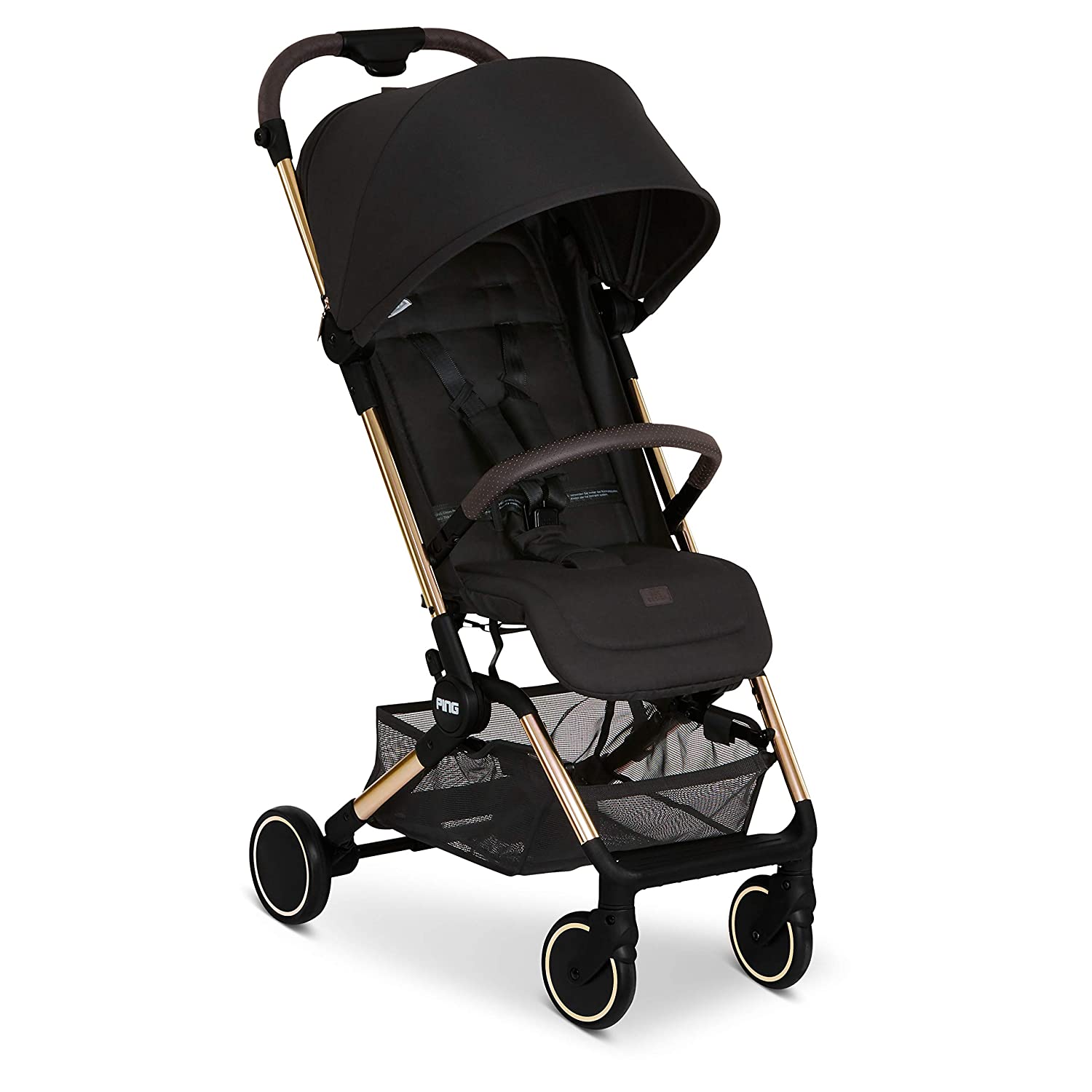 ABC Design Ping Diamond Edition Travel Buggy – Ideal for Holidays – Reclining Position – Compact Folding Size with Transport Safety – From Birth to 15 kg – Colour: Champagne