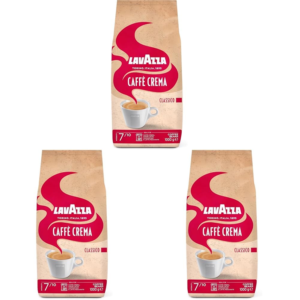 Lavazza, Caffè Crema Classico, Arabica & Robusta Coffee Beans, Ideal for Espresso Machines, with Aroma Notes of Dried Fruits, Strong Flavor, Intensity 7/10, Medium Roast, 1 kg