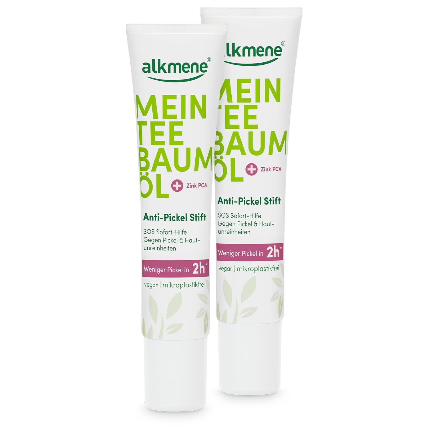 alkmene My Tea Tree Oil Anti Pimple Pen 2 x 15 ml Less Pimples in 2 Hours - Natural Pure Tea Tree Oil - Vegan & Climate - SOS Pimple Pen - Instant Aid Against Pimples & Blemishes - Anti-Pimple Pen, ‎pack