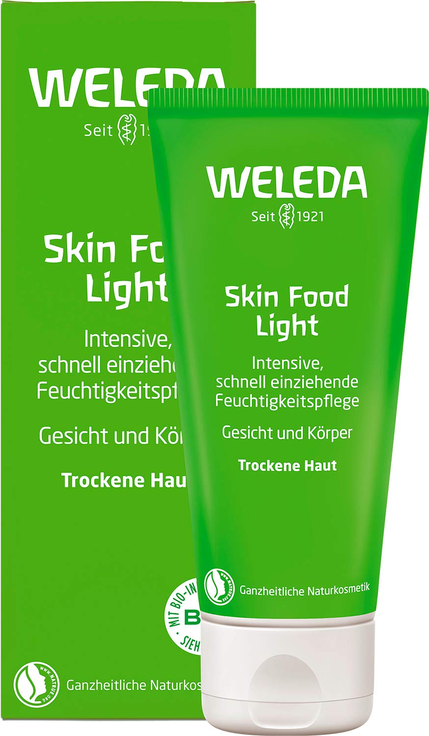 Weleda Skin Food Light Moisturising Cream - Natural Cosmetics for Face and Body - Intensively Soothing and Moisturising Skin Cream for Dry Skin (1 x 75 ml), ‎transparent