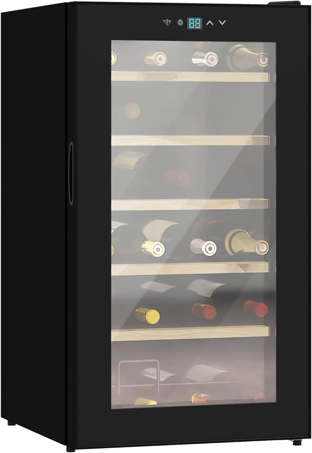 Homcom Wine Refrigerator, 65 L Drinks Fridge for 24 Bottles, Bottle Refrigerator, Wine Climate Cabinet with Interior Lighting, 5-20 ° C, Touch, Black