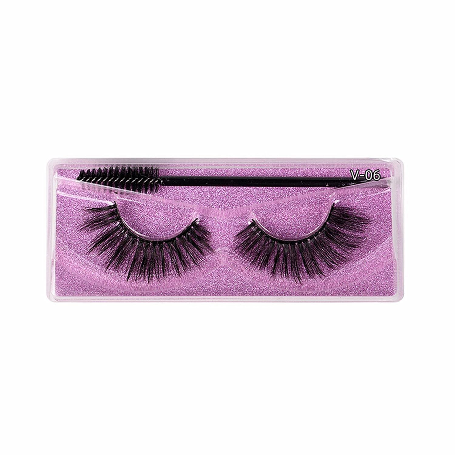 Generic 3D Thick False Eyelashes 1 Pair of Cotton Threads of V-Eyeliner Black, 